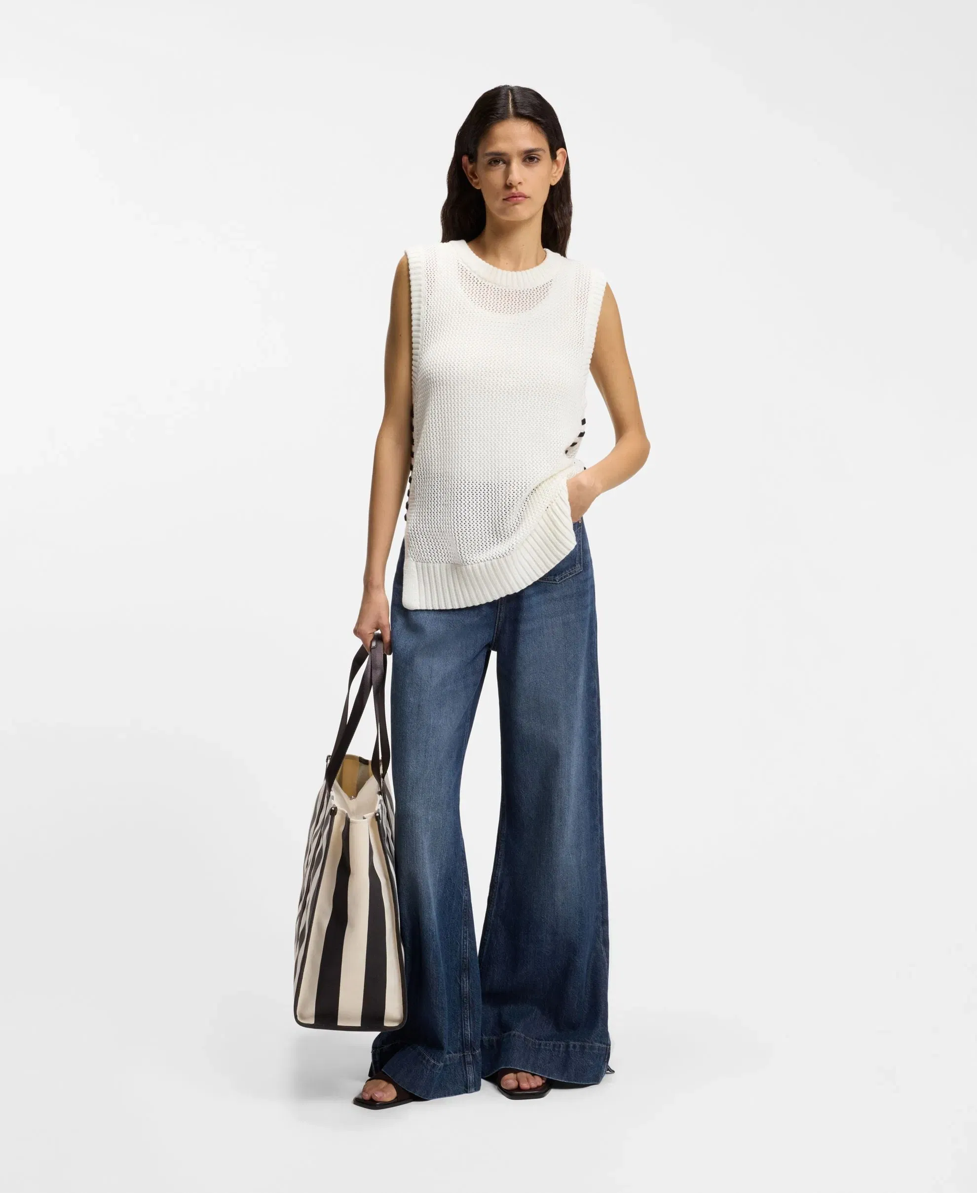 Boss Flared Fit Jeans In Blue Denim Dark Blue Women's