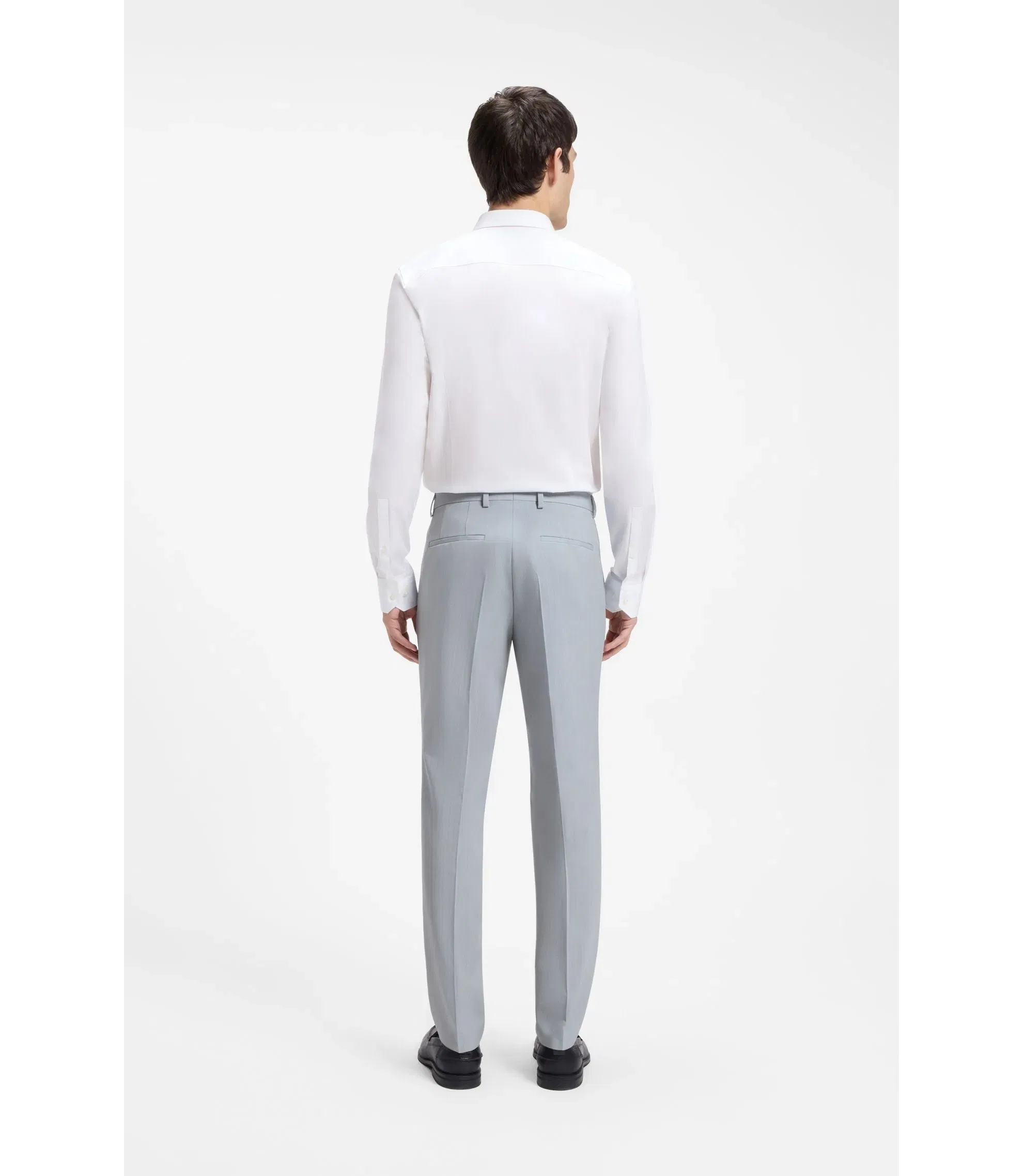 Hugo Extra Slim Fit Trousers In Wool Blend Poplin Light Blue