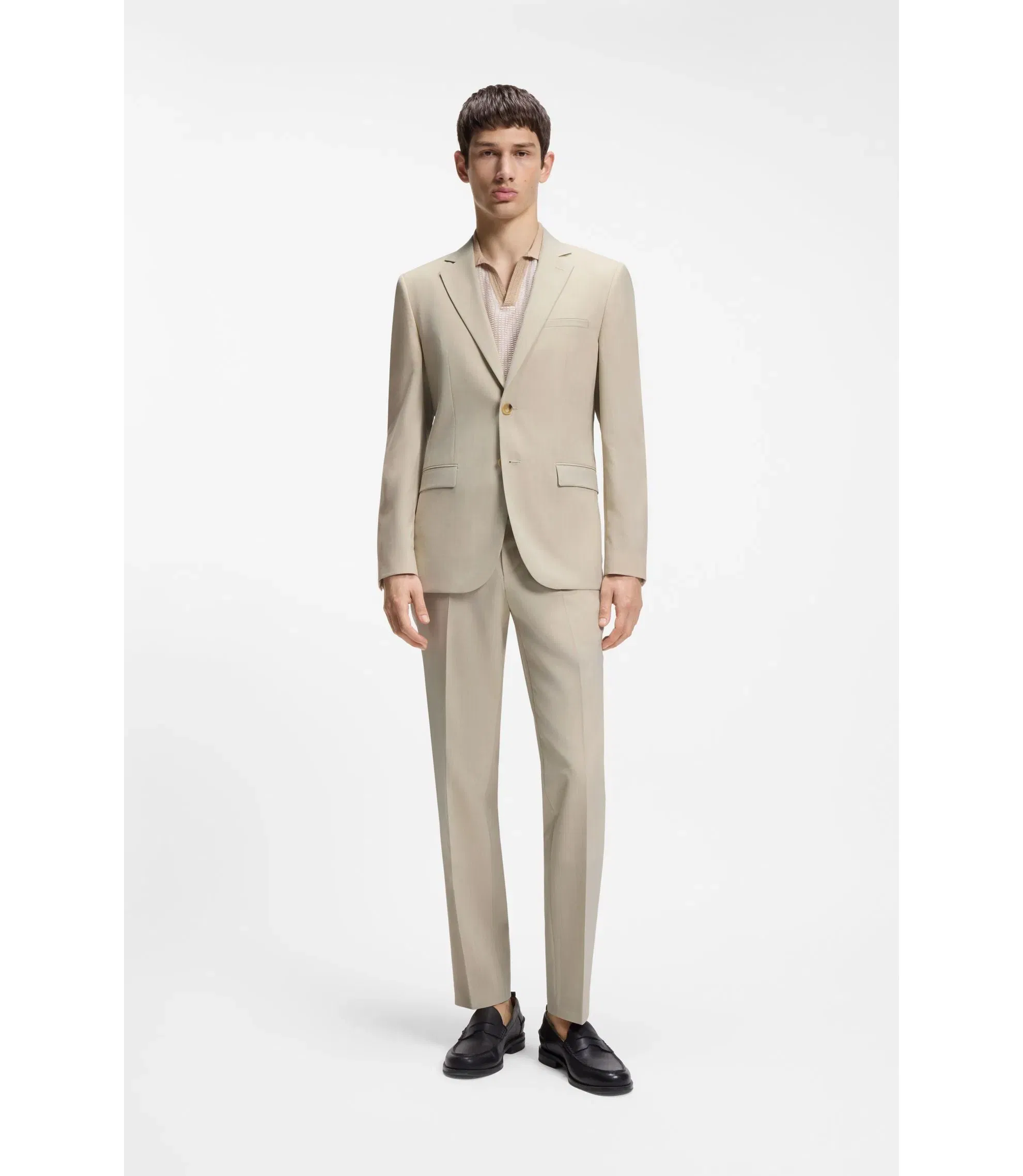 Hugo Extra Slim Fit Suit Jacket In Wool Blend Poplin Beige