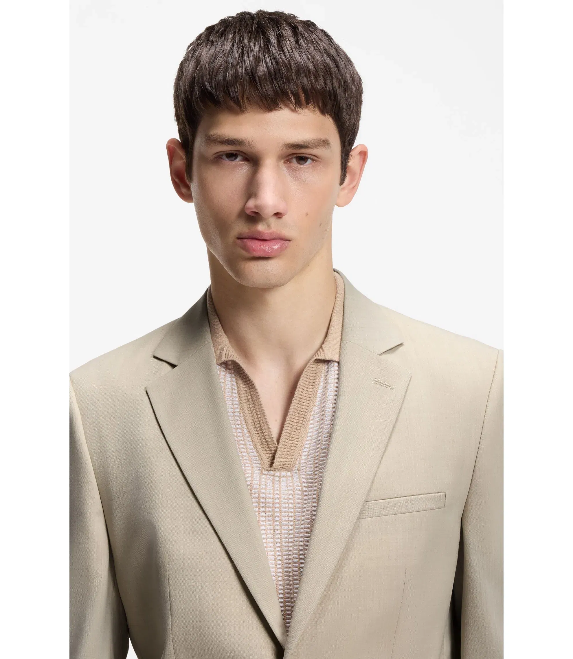 Hugo Extra Slim Fit Suit Jacket In Wool Blend Poplin Beige