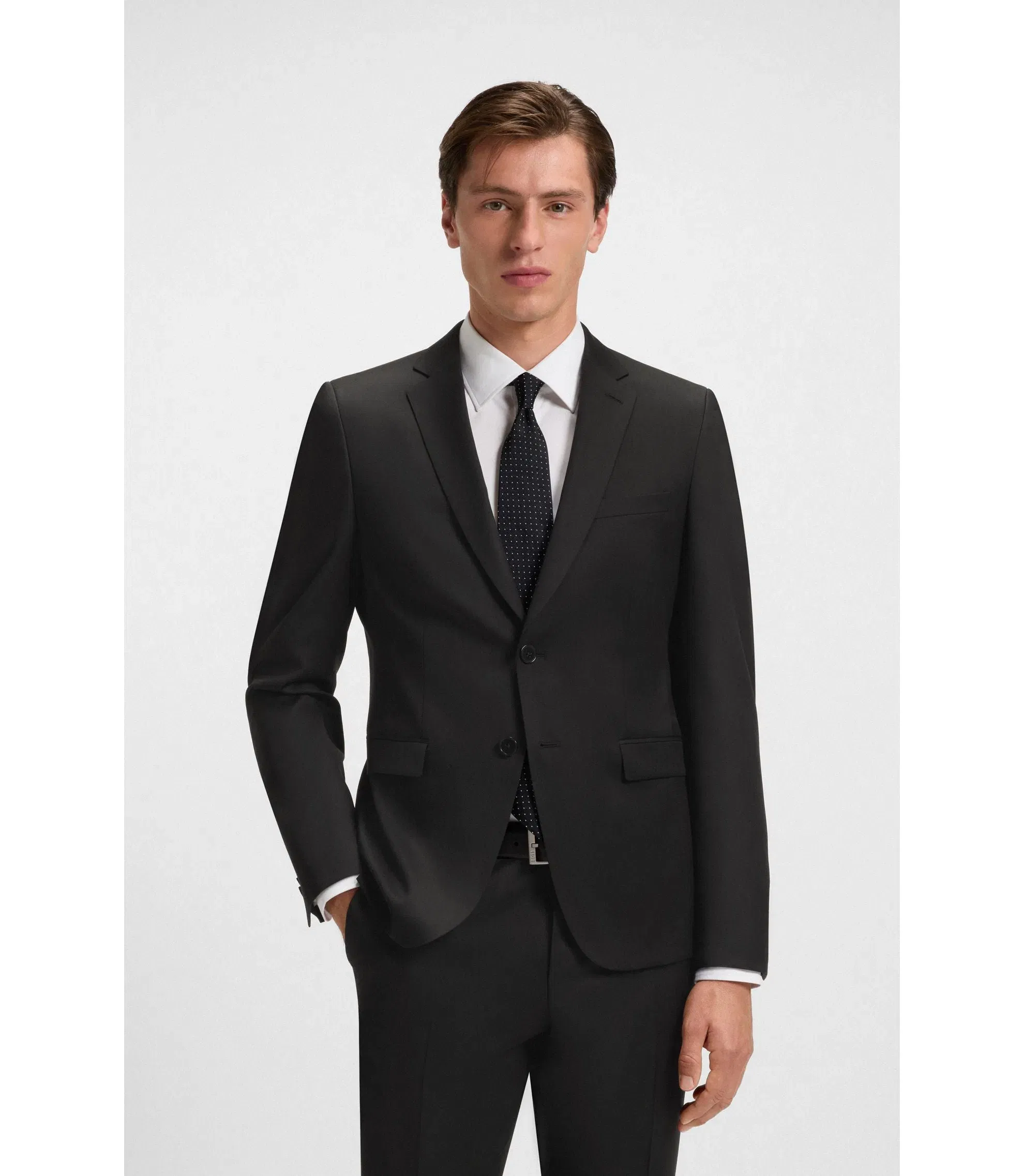Boss Extra Slim Fit Suit Jacket In Virgin Wool Serge Black