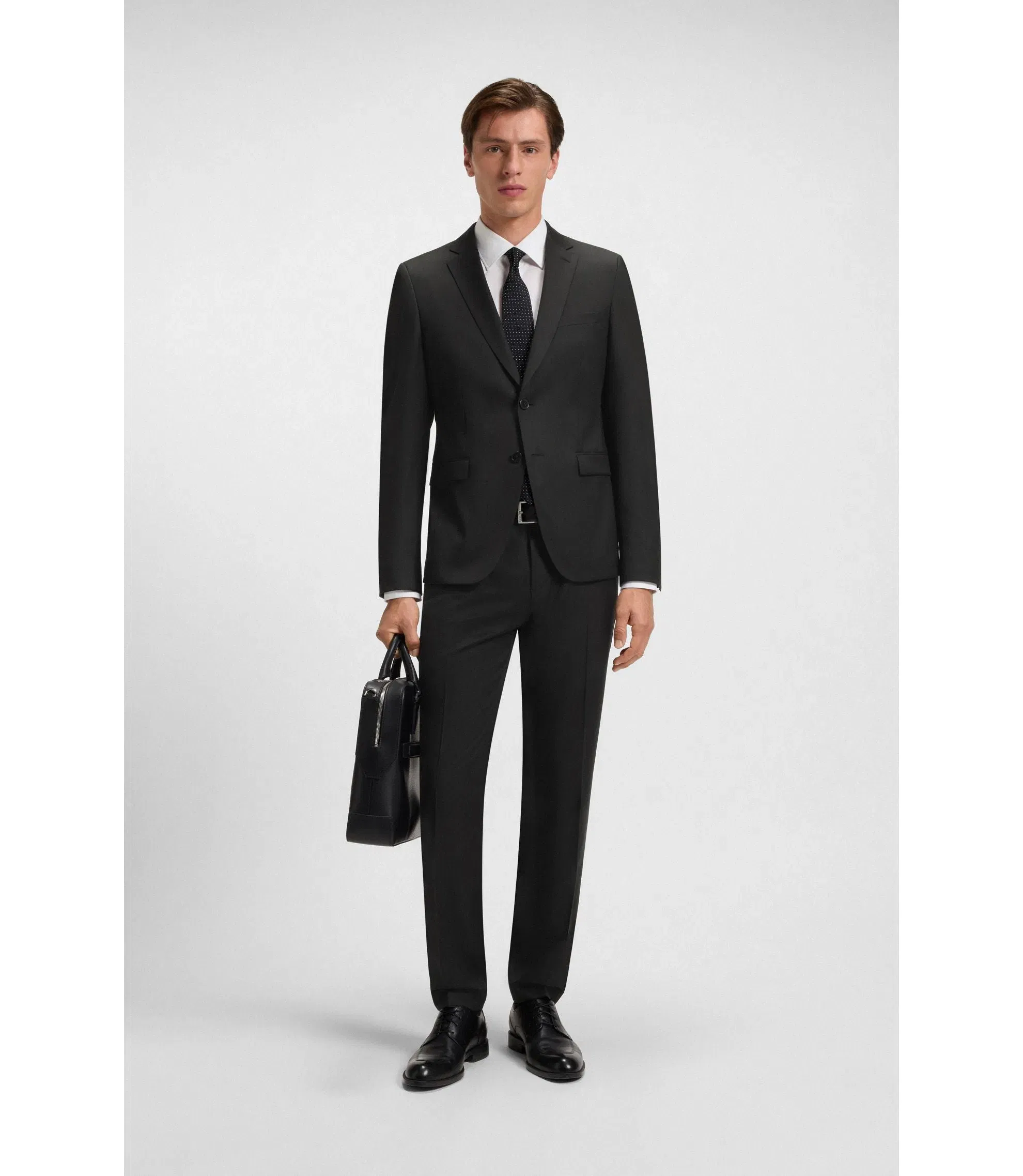 Boss Extra Slim Fit Suit Jacket In Virgin Wool Serge Black