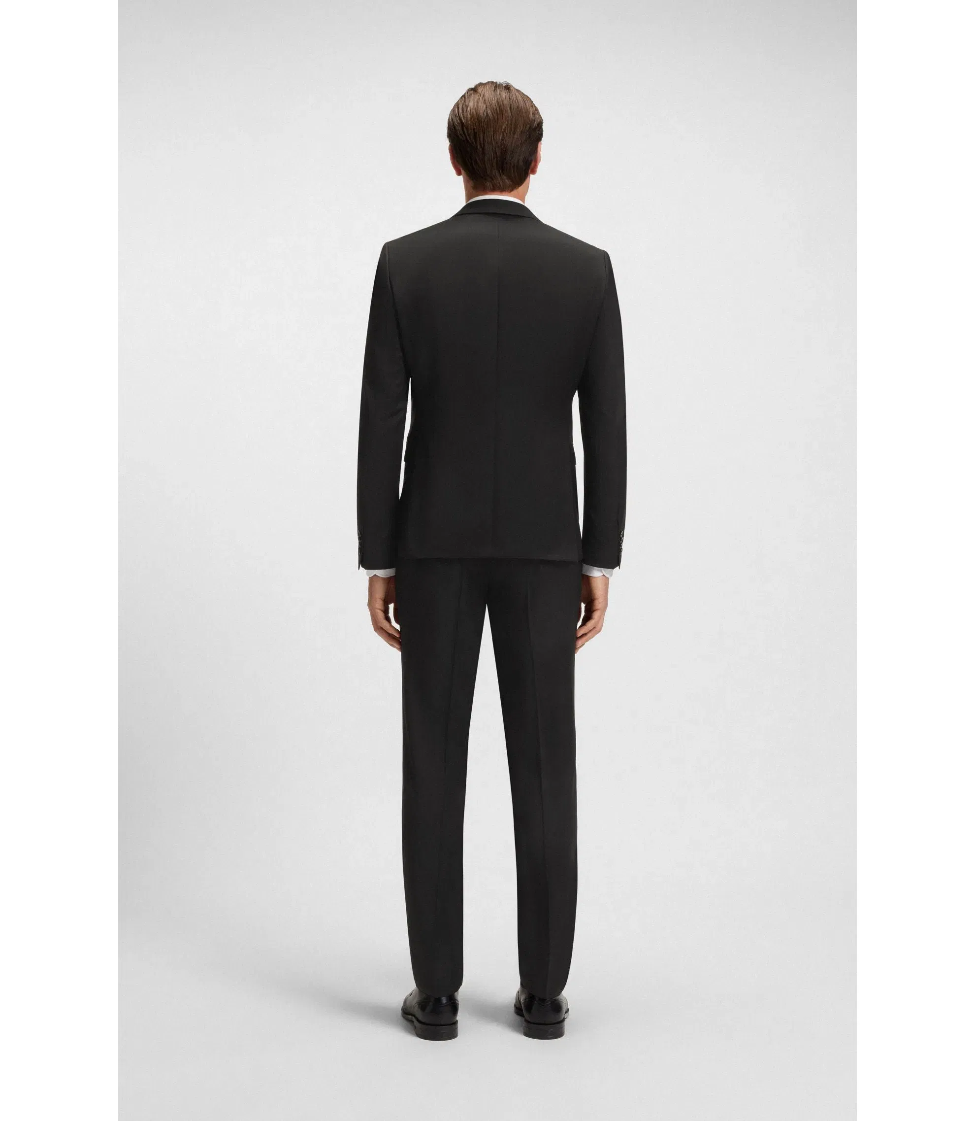 Boss Extra Slim Fit Suit Jacket In Virgin Wool Serge Black