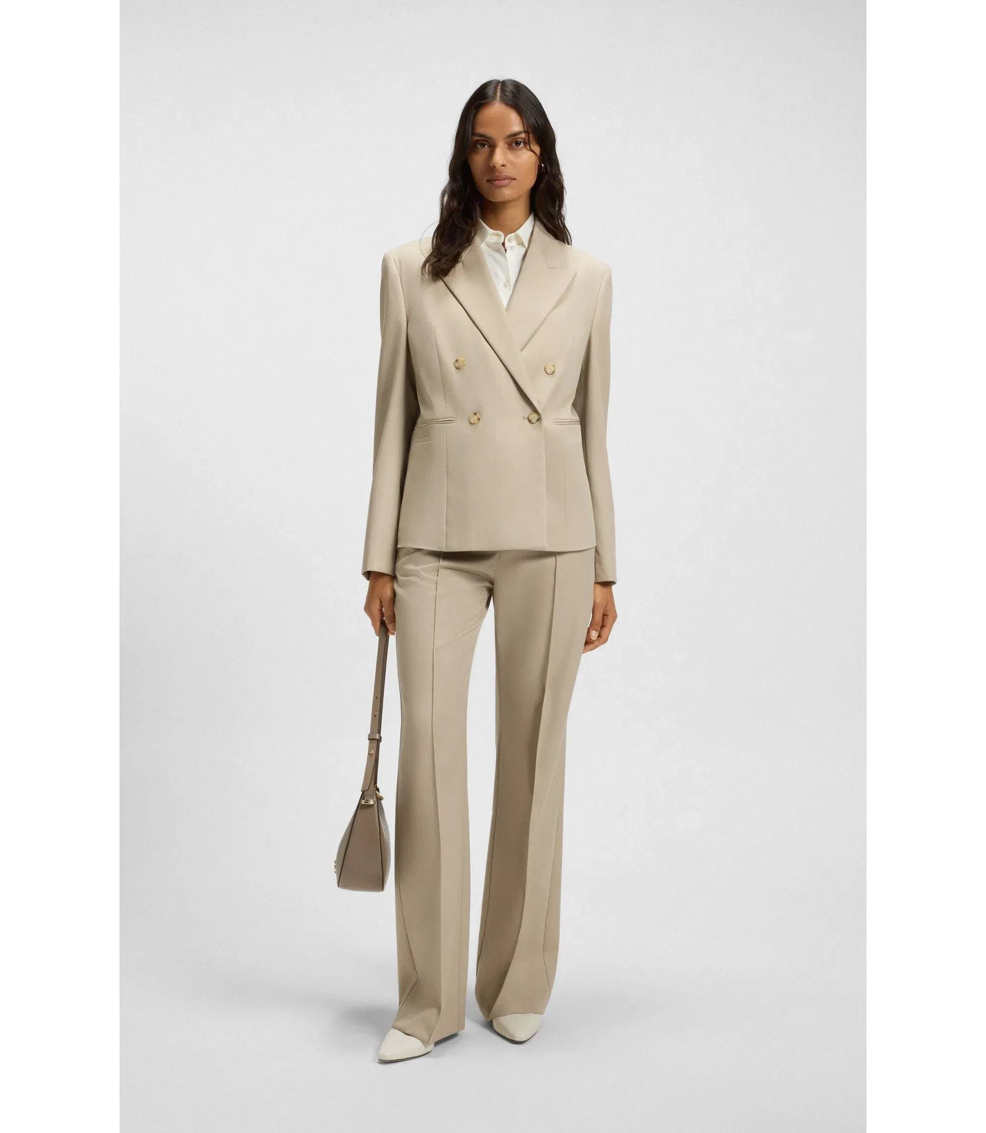 Boss Extra Slim Fit Blouse In Cotton Jersey White Women's