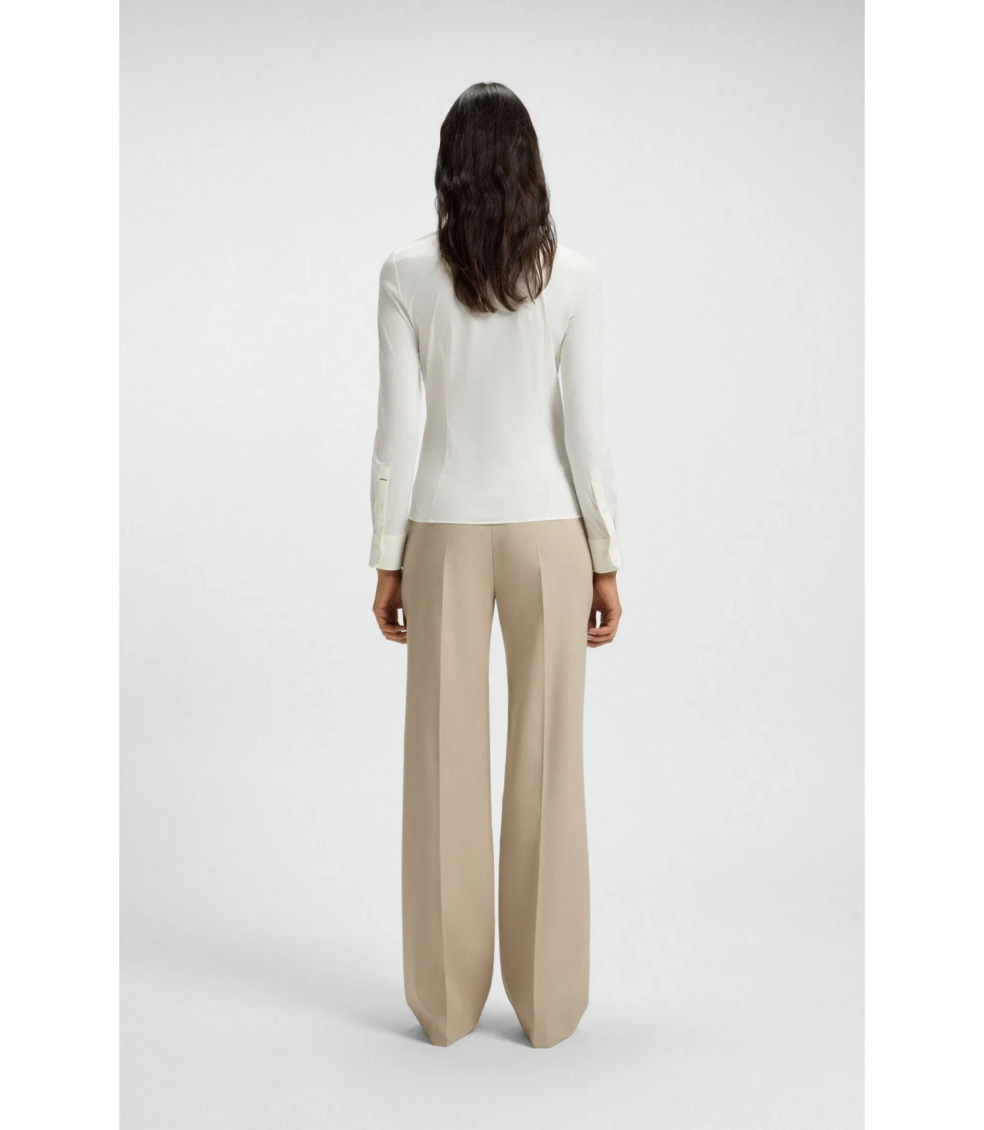 Boss Extra Slim Fit Blouse In Cotton Jersey White Women's