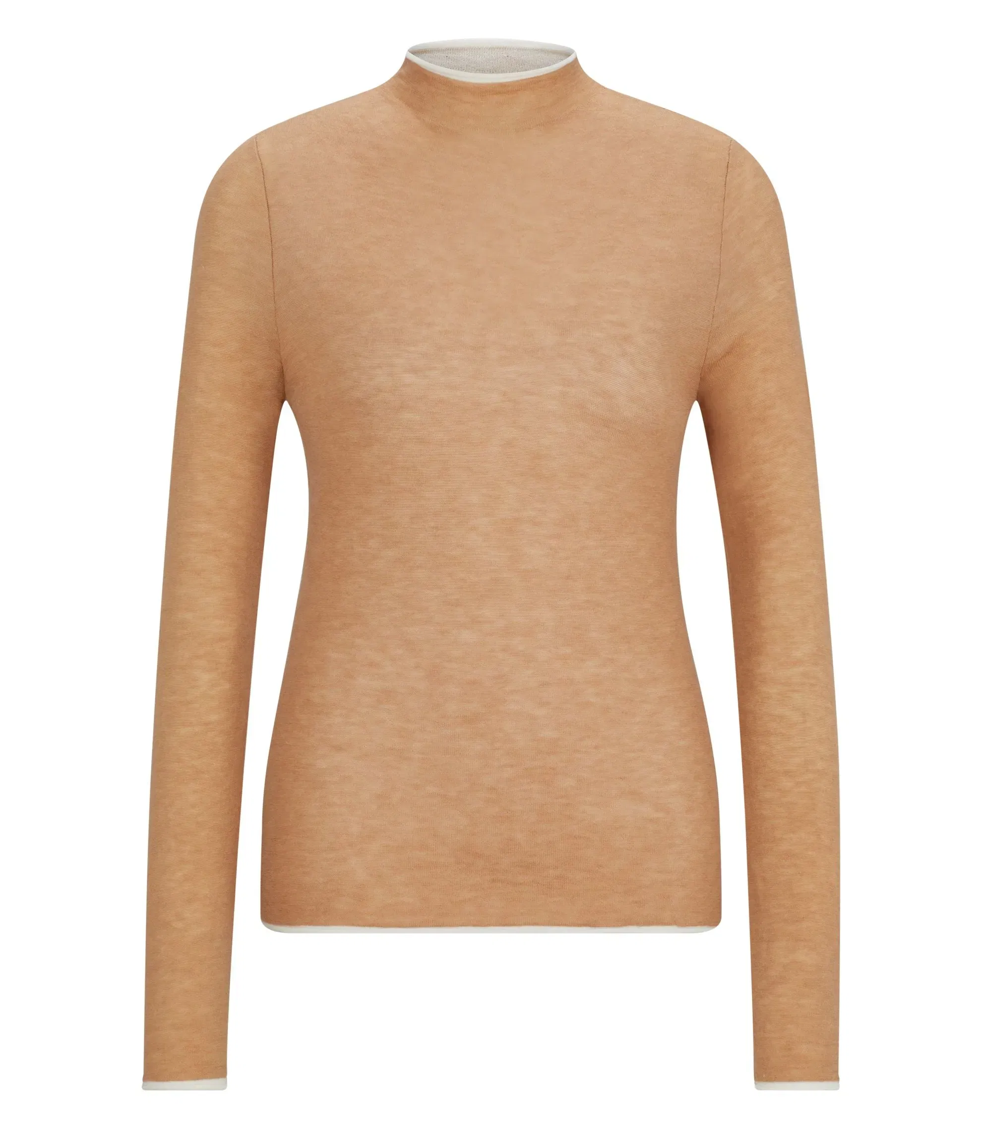 Boss Equestrian Soft Knit Sweater With Two Tone Effect Beige Women's