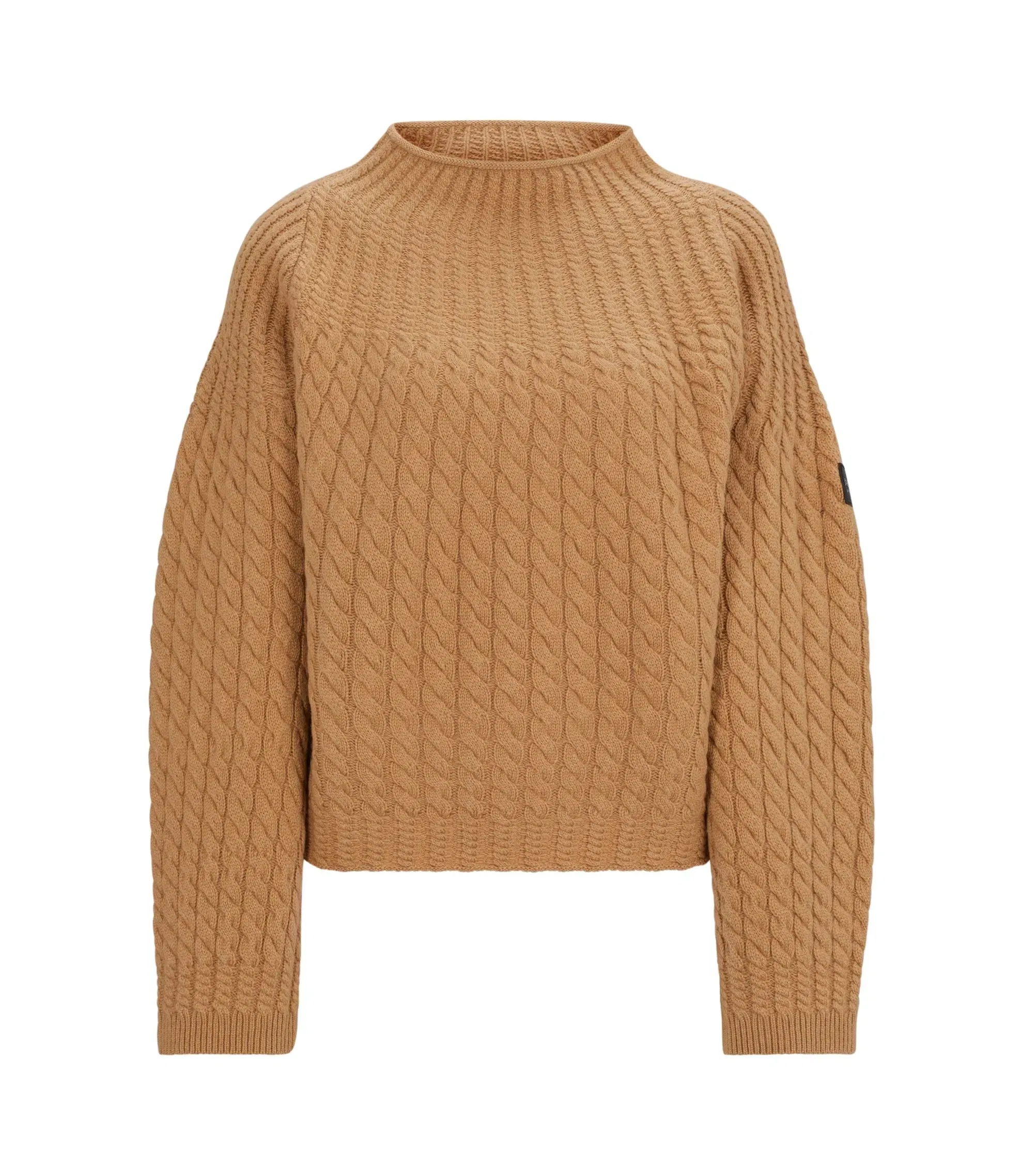 Boss Equestrian Cropped Sweater In Wool And Cashmere Beige Women's