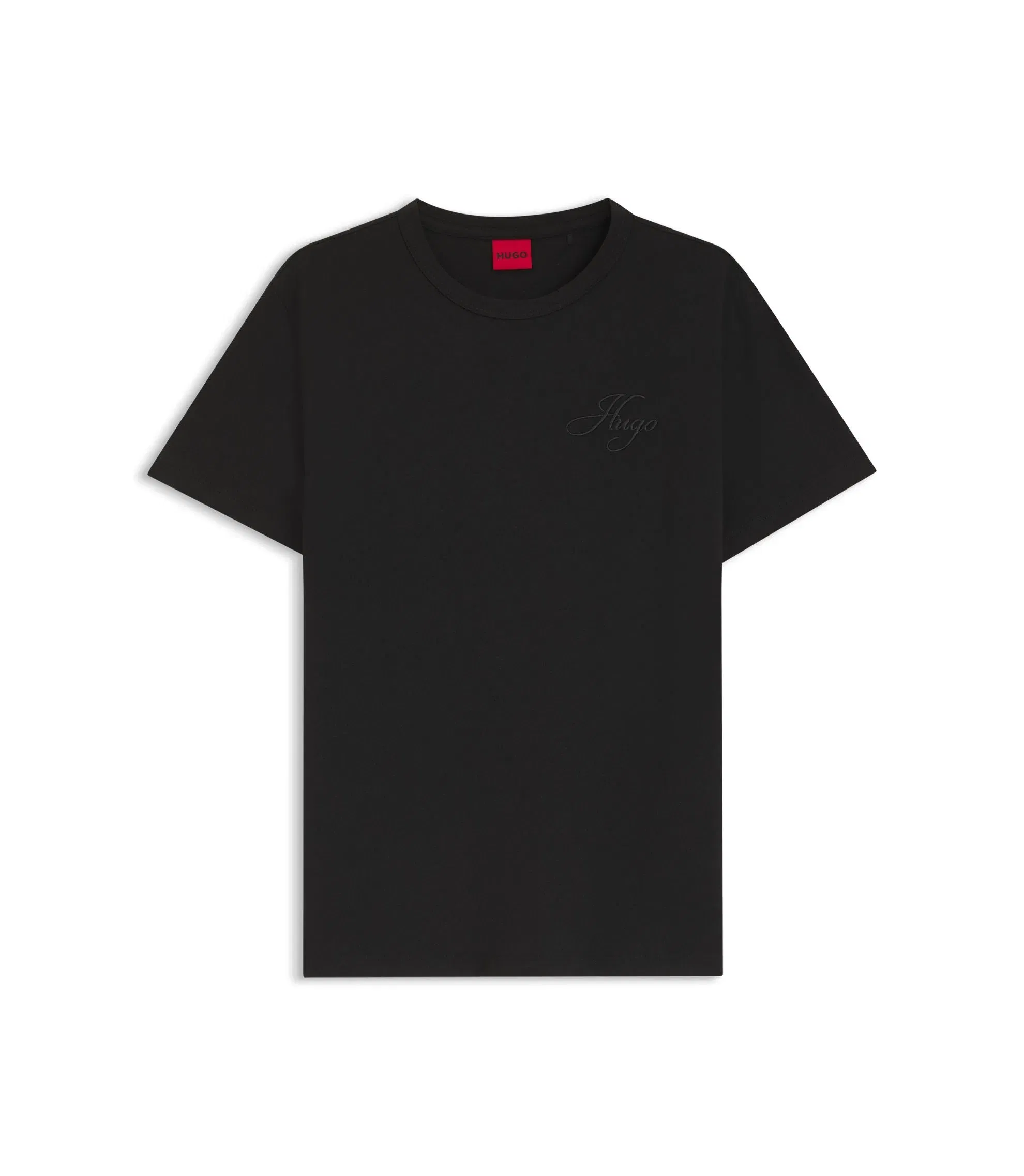 Hugo Embroidered Logo T-Shirt In Cotton Jersey Black Women's