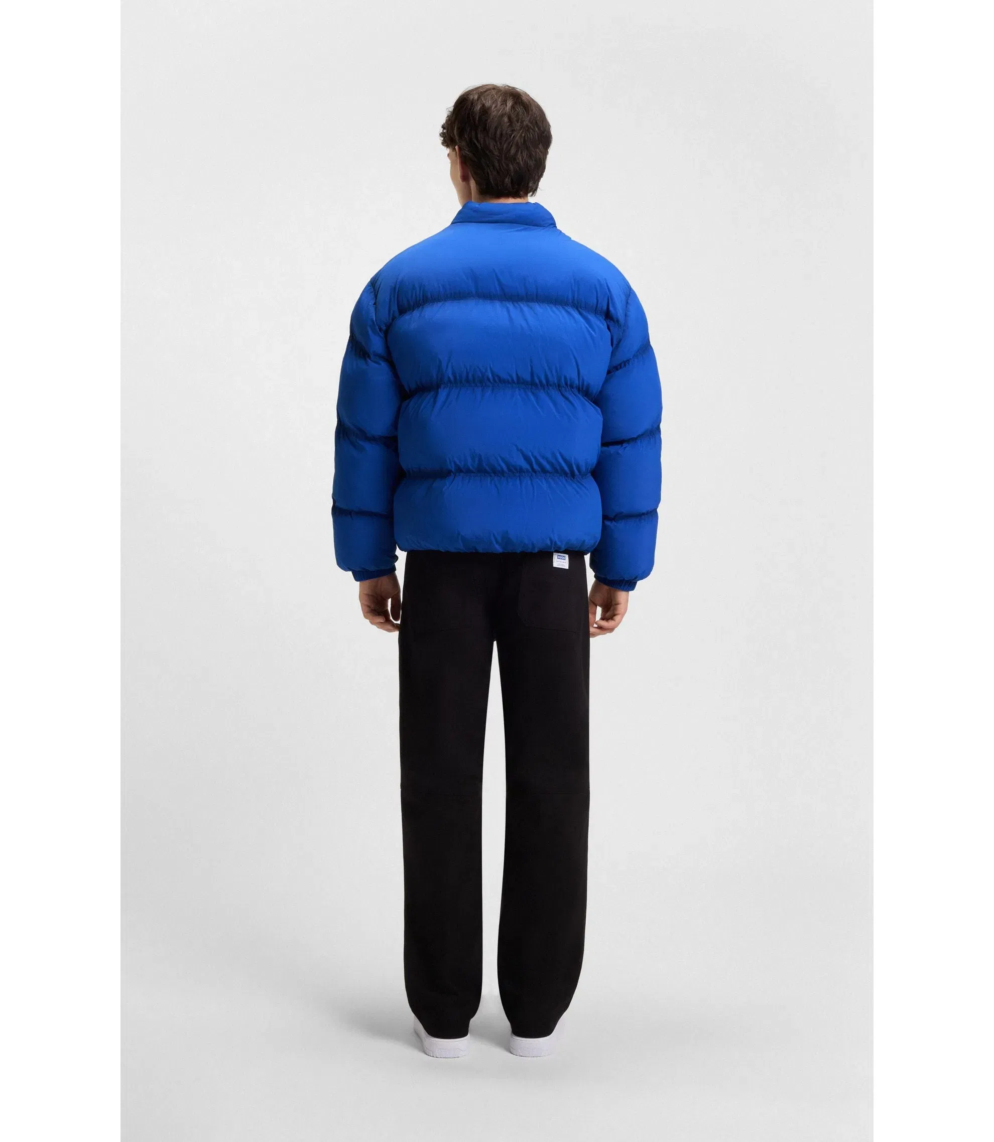 Hugo Embroidered Logo Puffer Jacket With Water Repellent Finish Light Blue