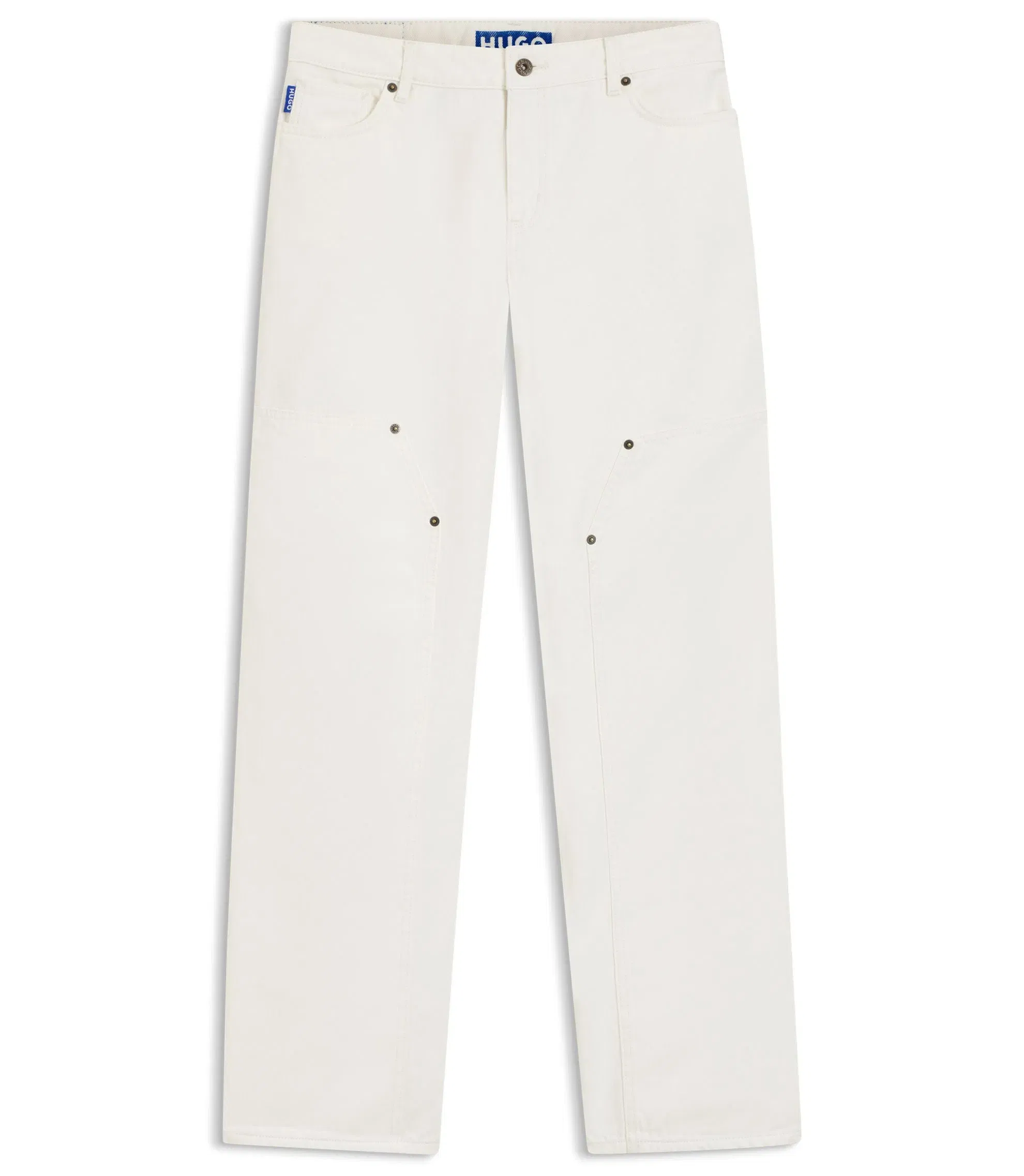 Hugo Ecru Baggy Fit Jeans In Rigid Denim White Women's
