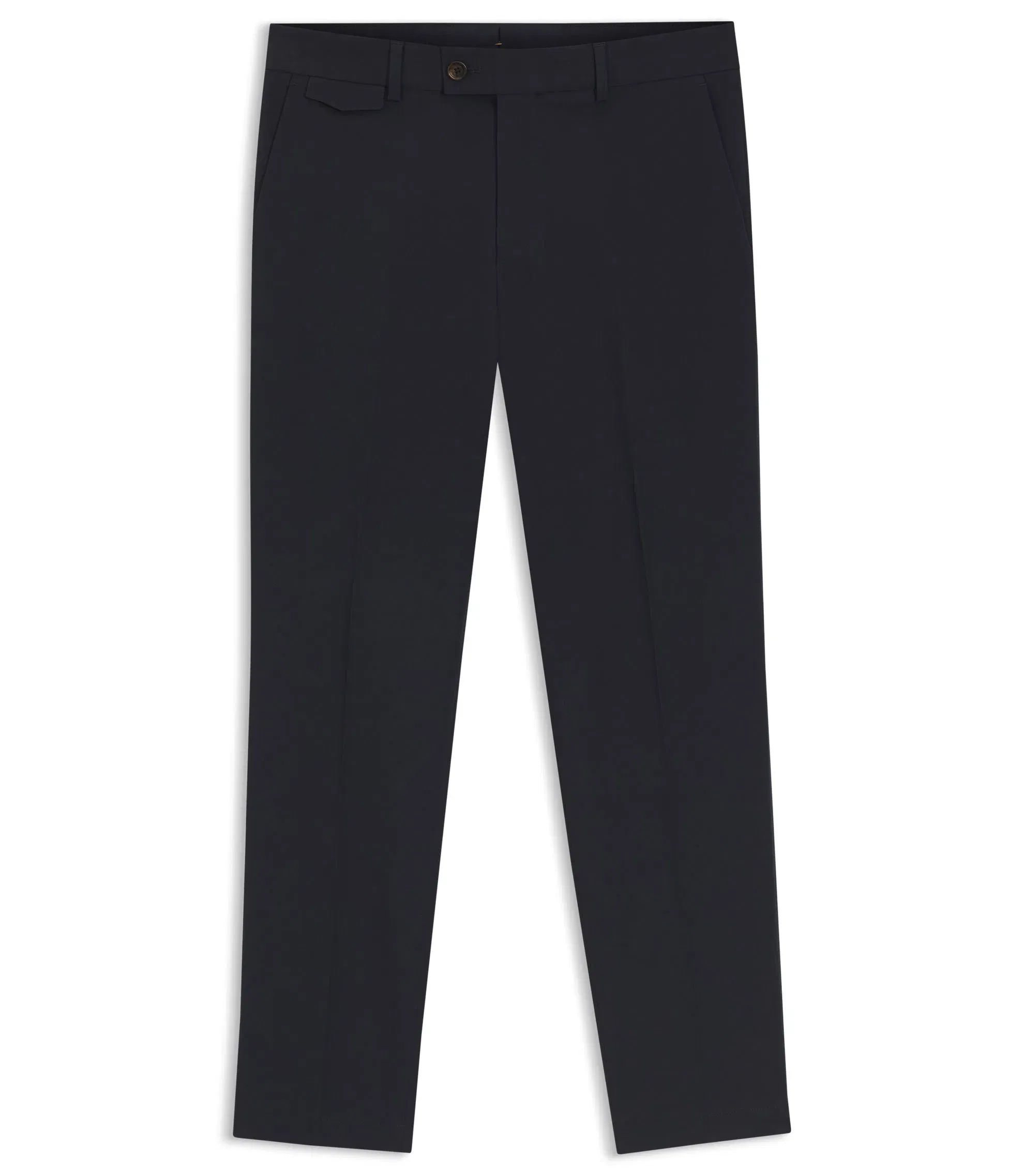 Boss Easy Iron Tapered Fit Trousers In Stretch Cotton Poplin Dark Blue
