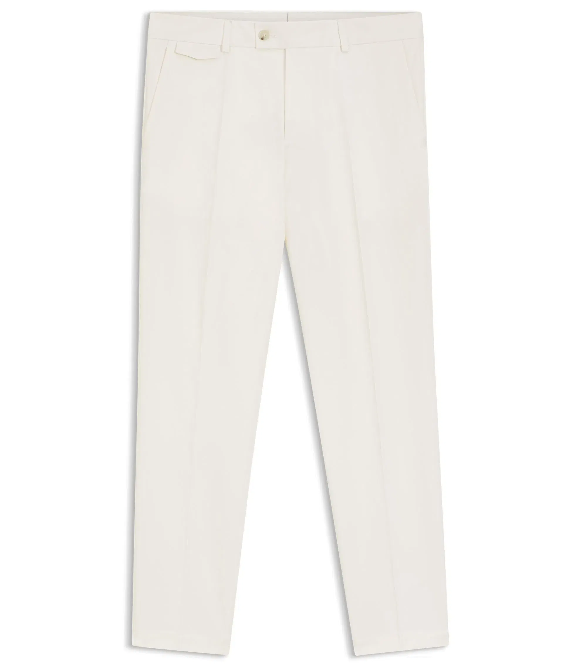 Boss Easy Iron Tapered Fit Trousers In Stretch Cotton Poplin White