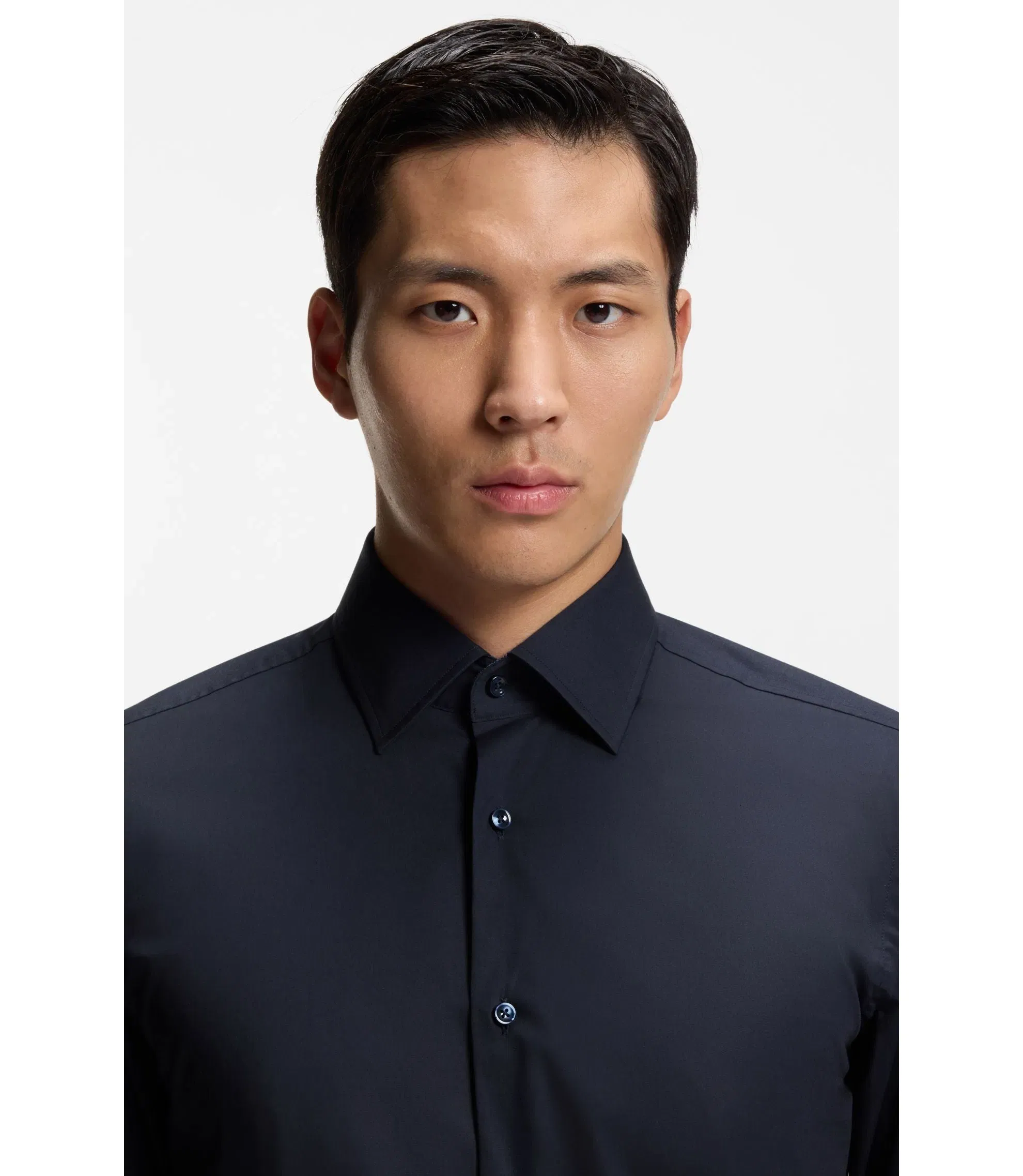 Boss Easy Iron Slim Fit Shirt In Stretch Cotton Poplin Dark Blue