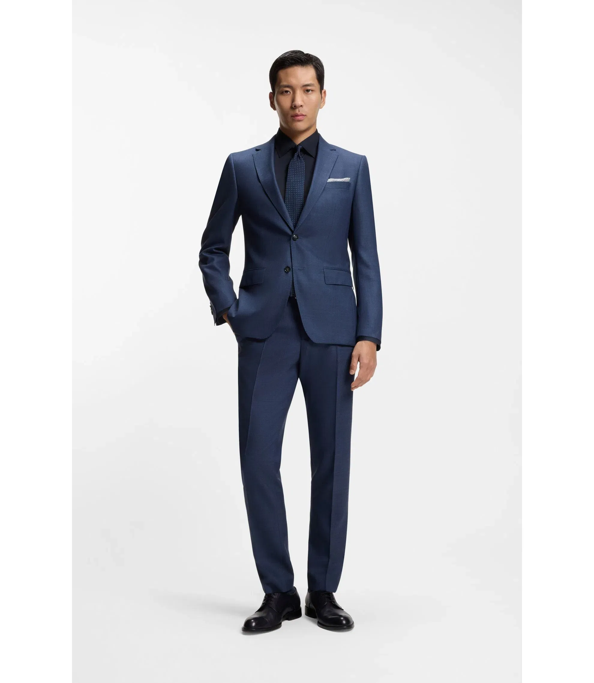 Boss Easy Iron Slim Fit Shirt In Stretch Cotton Poplin Dark Blue