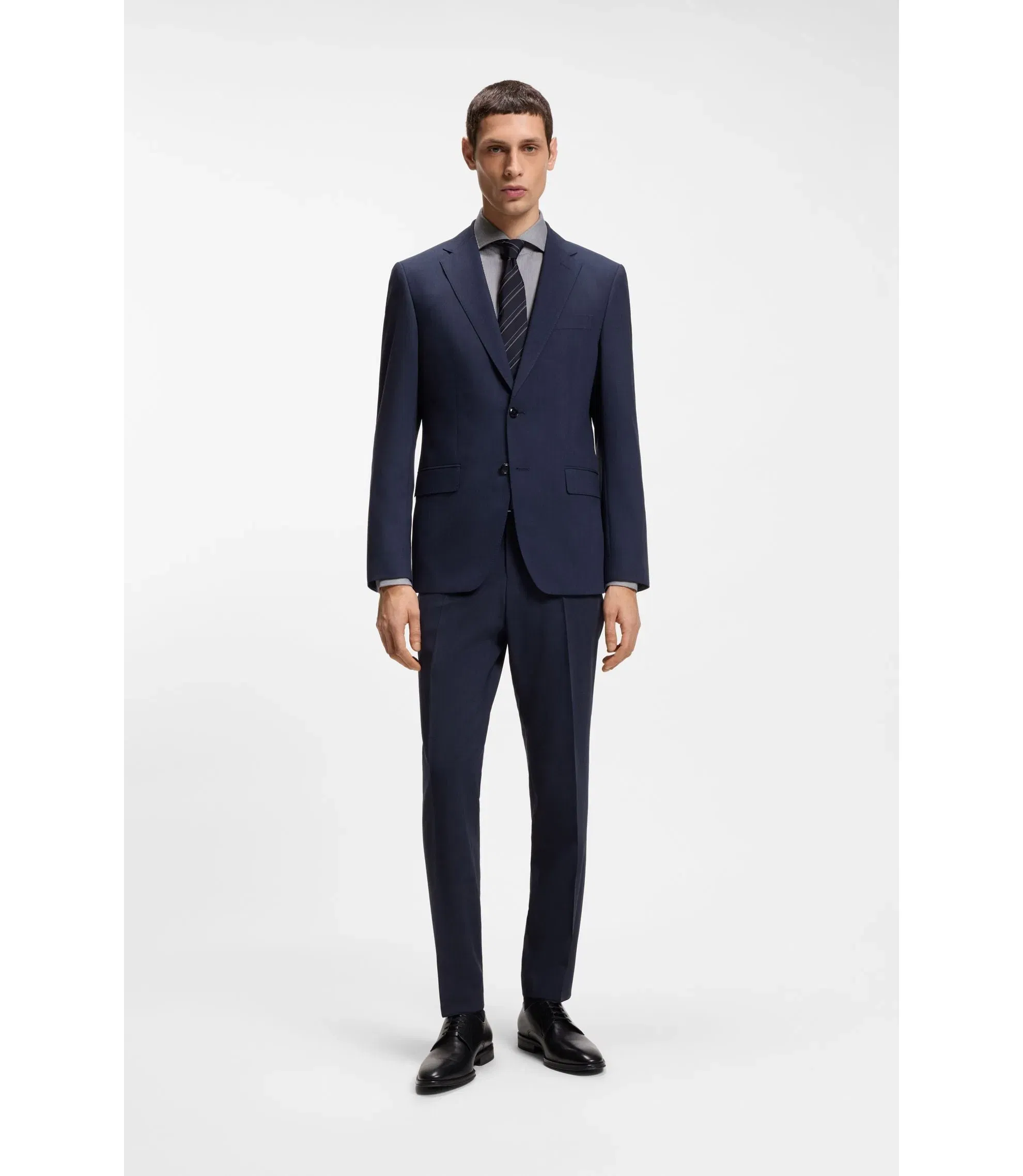 Boss Easy Iron Slim Fit Shirt In Stretch Cotton Dark Blue
