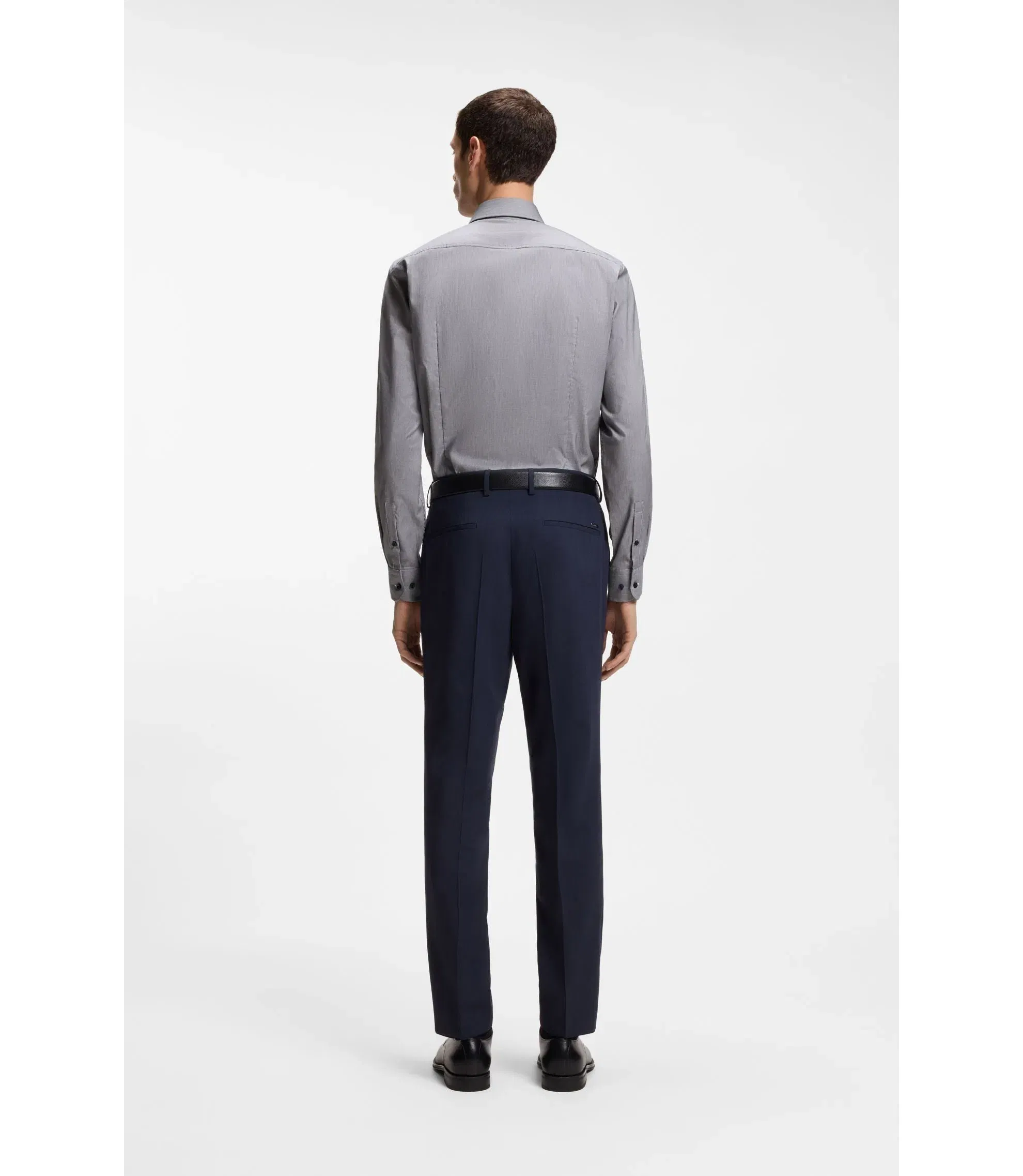 Boss Easy Iron Slim Fit Shirt In Stretch Cotton Dark Blue
