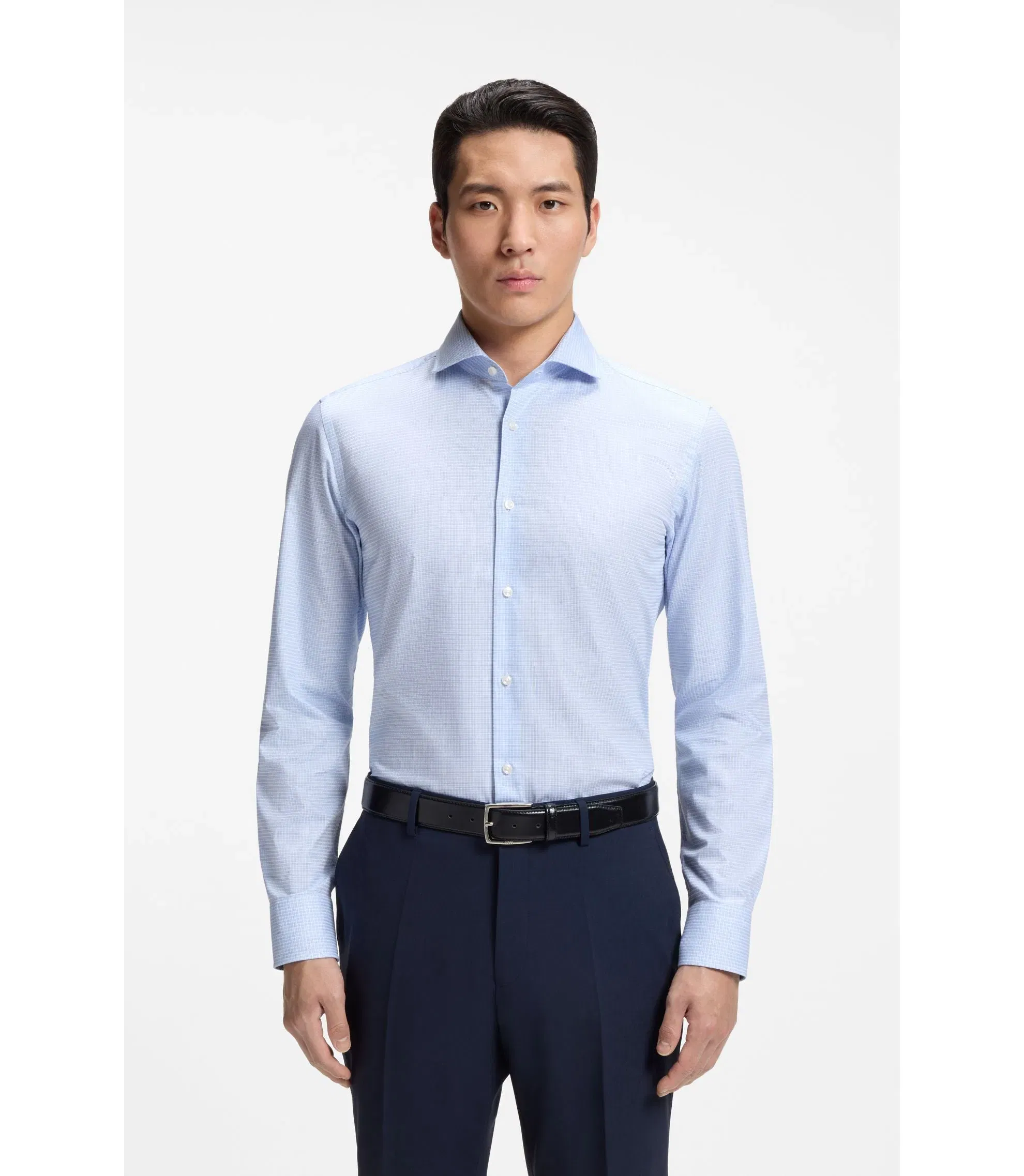 Boss Easy Iron Slim Fit Shirt In Cotton Twill Light Blue