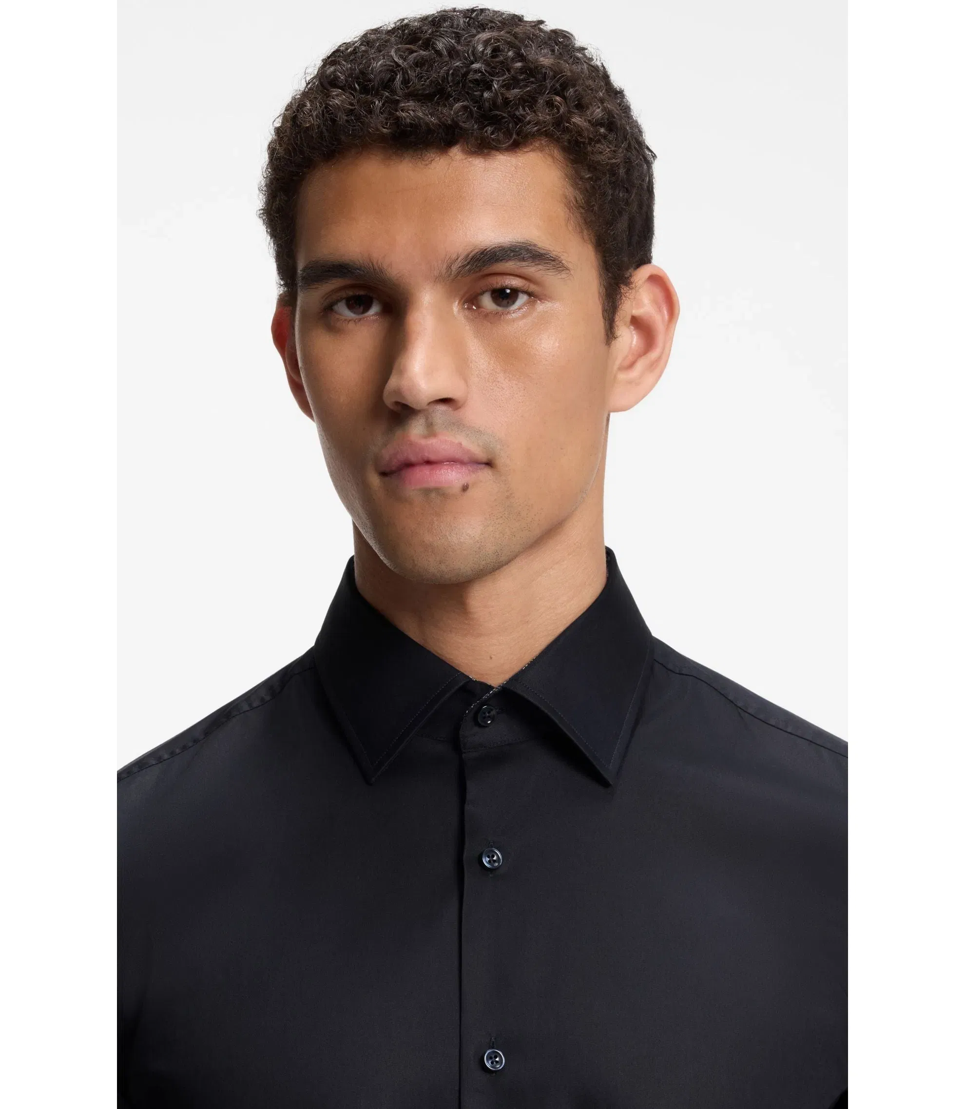 Boss Easy Iron Slim Fit Shirt In Cotton Poplin Dark Blue
