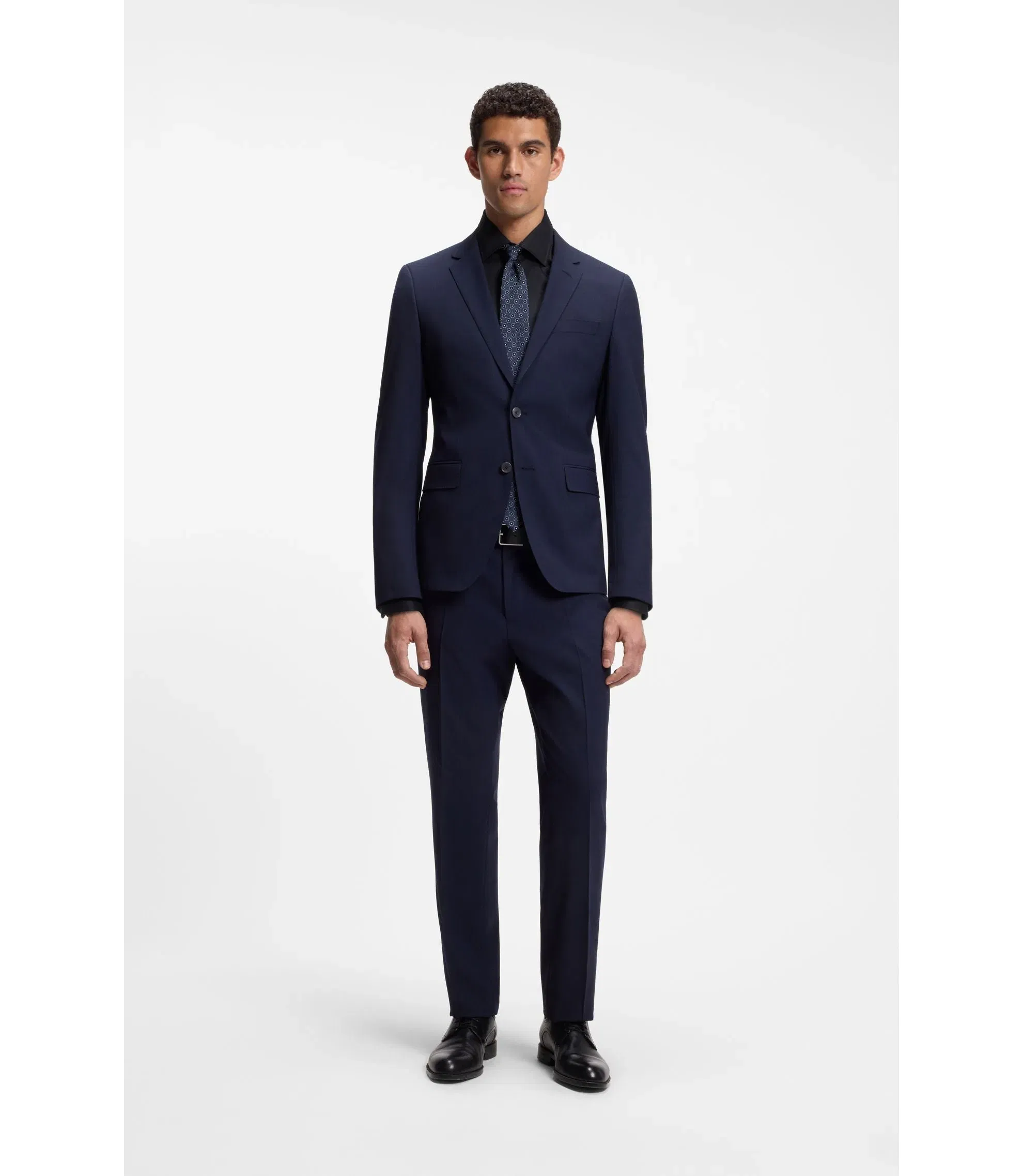 Boss Easy Iron Slim Fit Shirt In Cotton Poplin Dark Blue