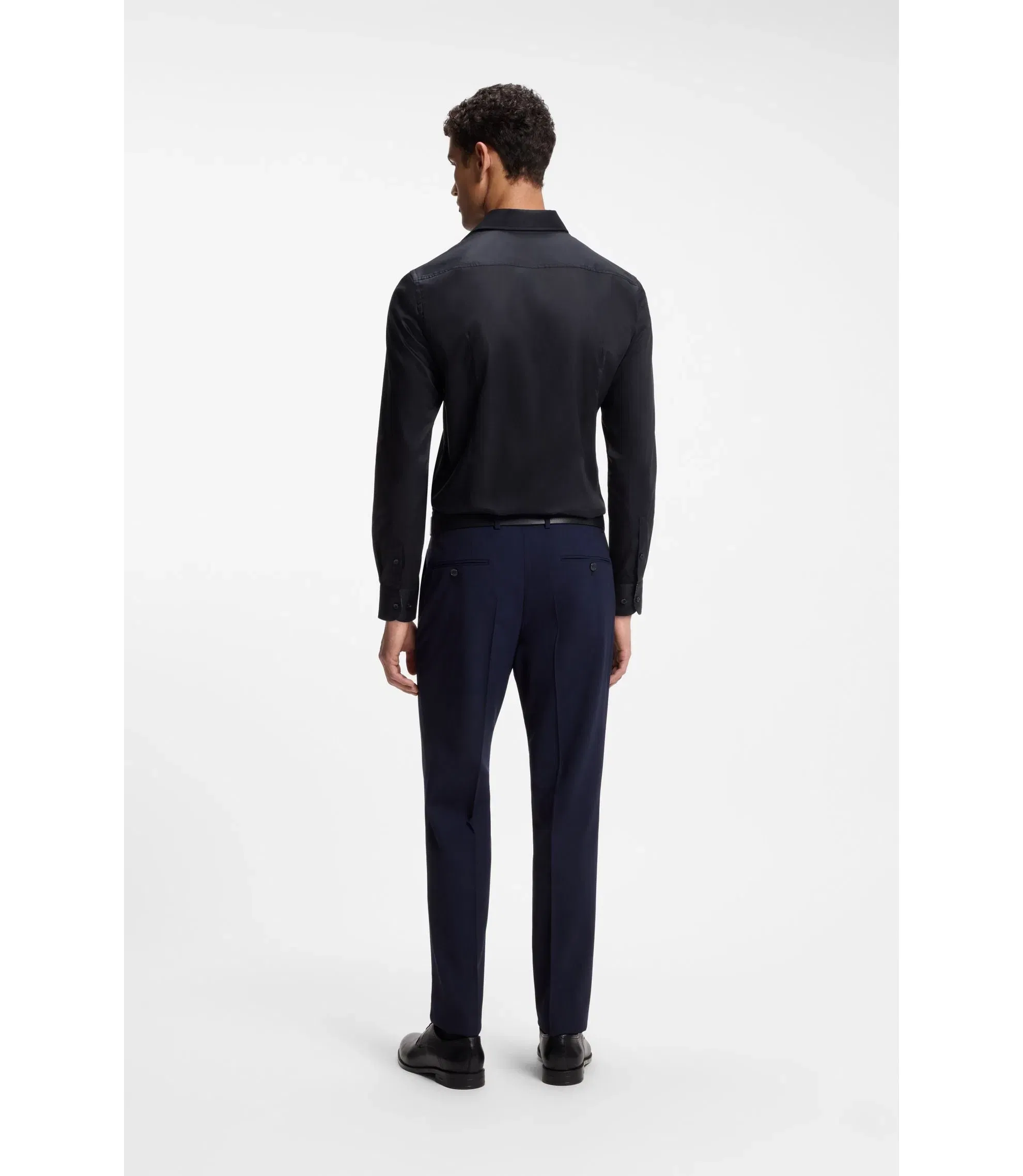 Boss Easy Iron Slim Fit Shirt In Cotton Poplin Dark Blue