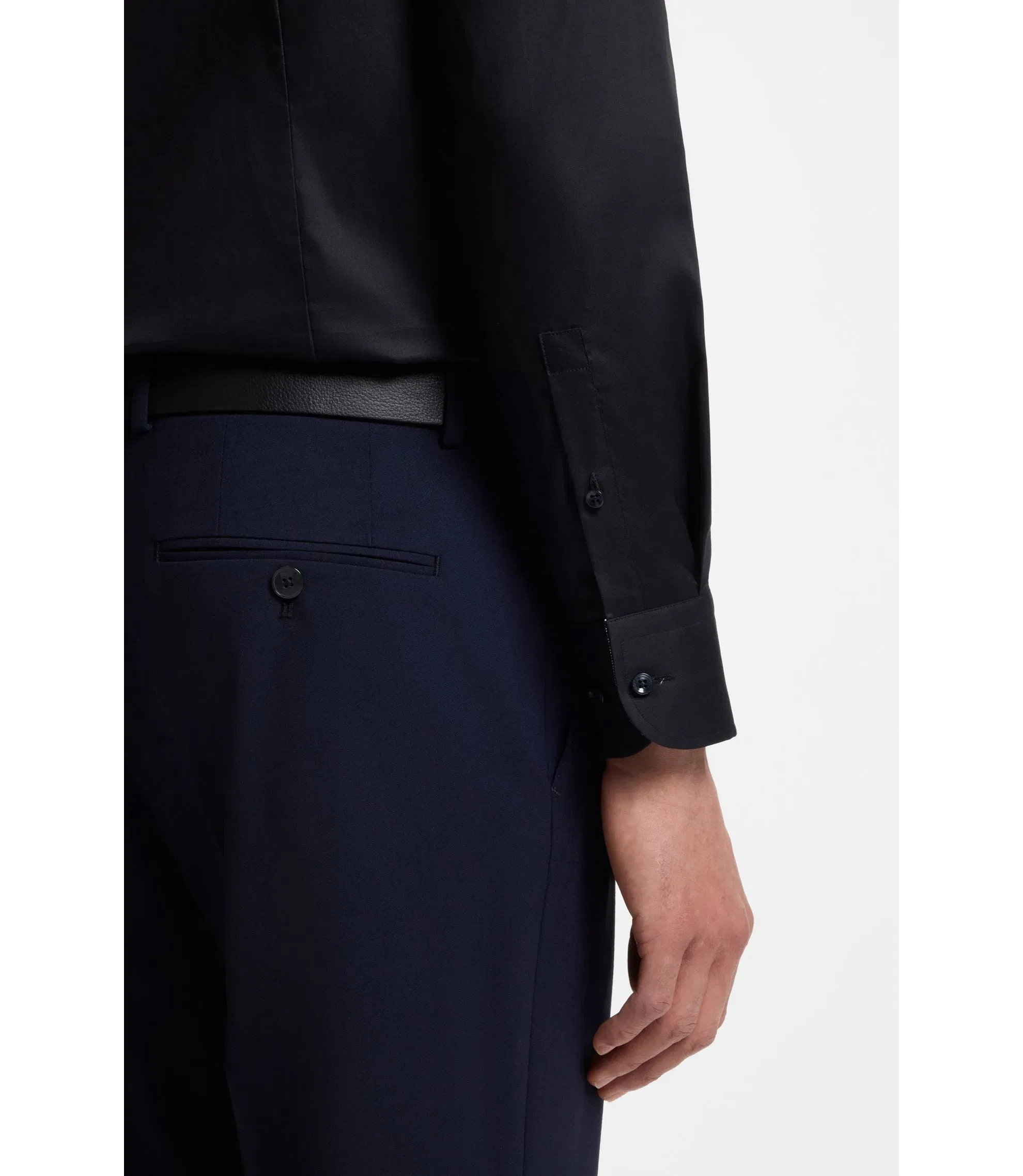 Boss Easy Iron Slim Fit Shirt In Cotton Poplin Dark Blue