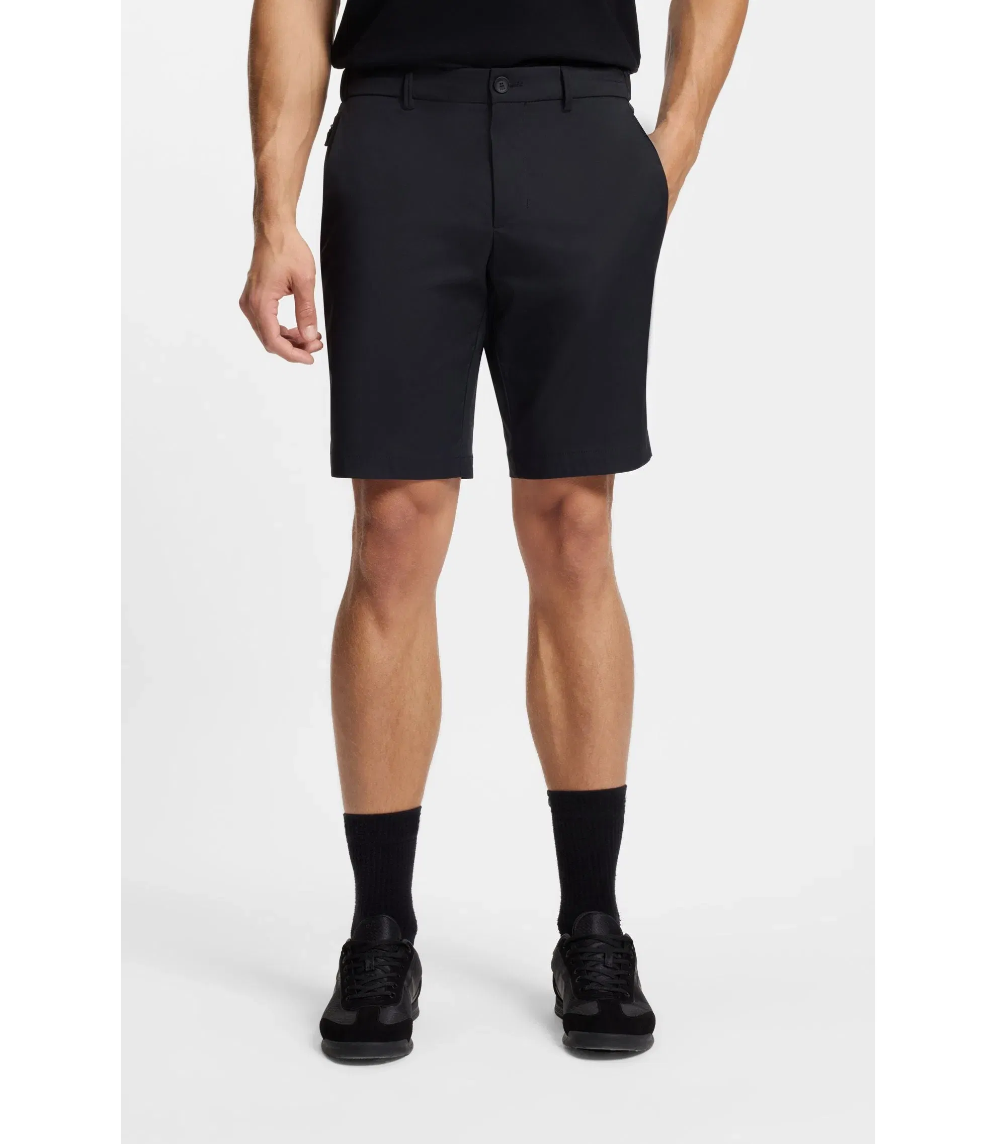 Boss Easy Iron Shorts With Water Repellent Finish Black