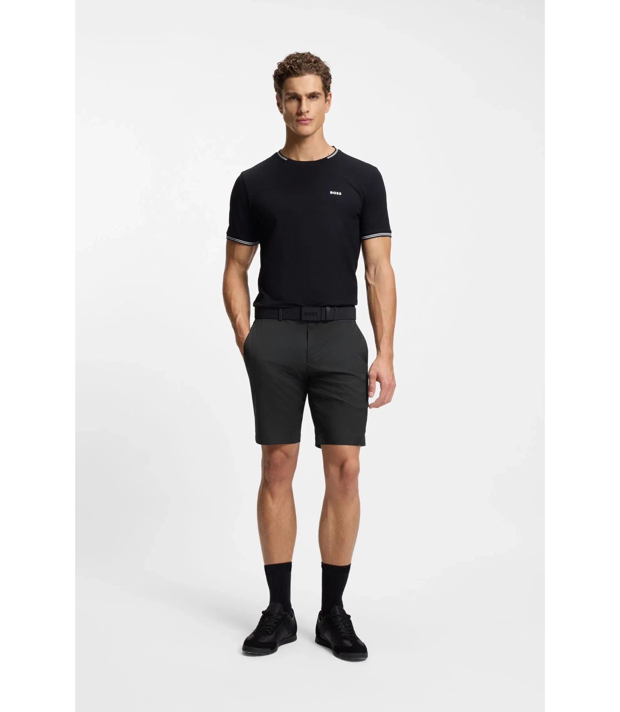 Boss Easy Iron Shorts With Water Repellent Finish Black