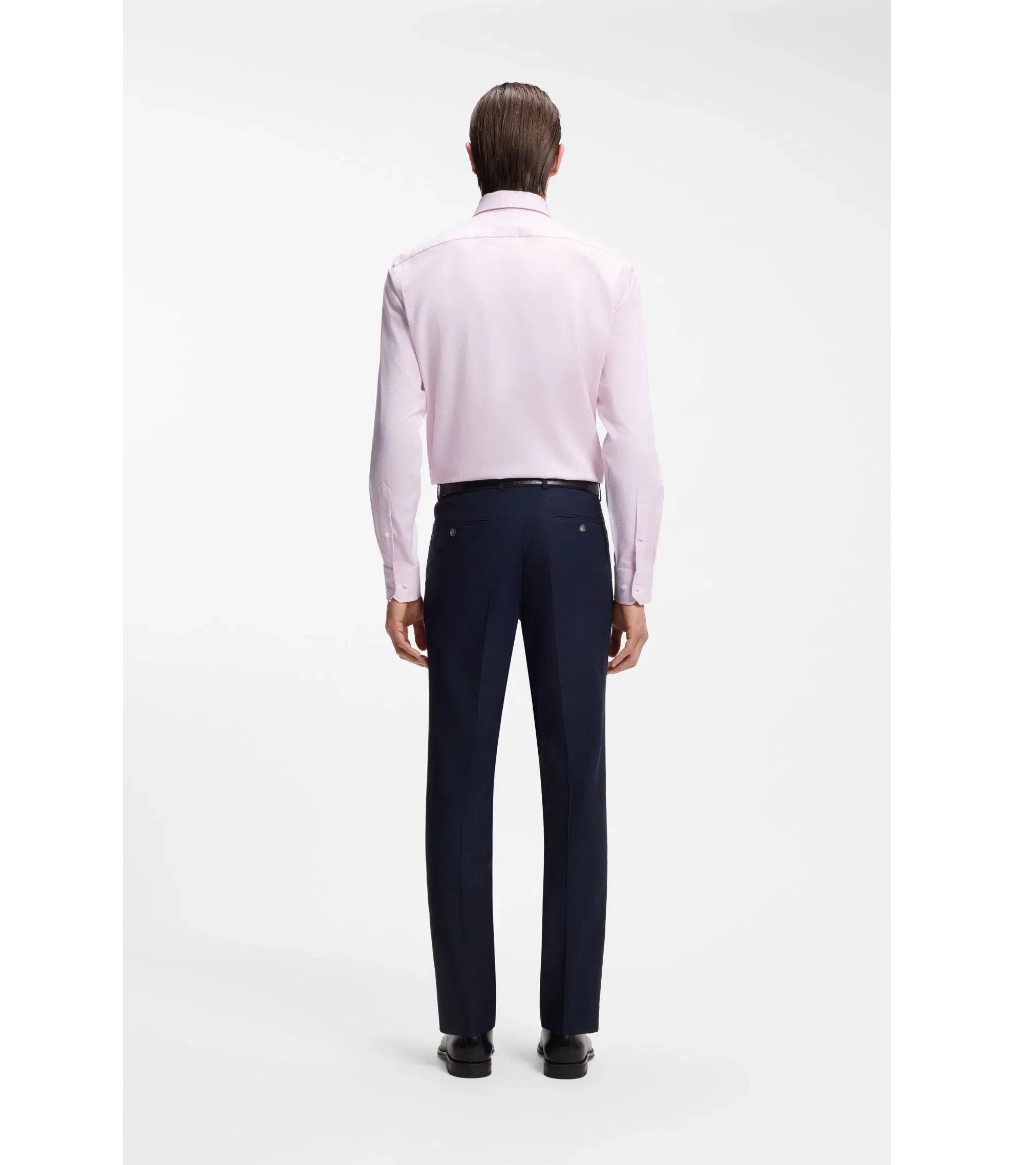Boss Easy Iron Regular Fit Shirt In Stretch Cotton Dobby Light Pink