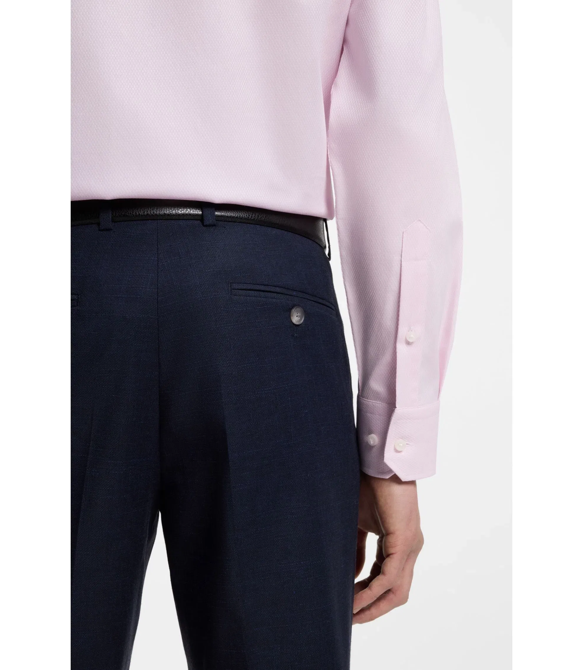 Boss Easy Iron Regular Fit Shirt In Stretch Cotton Dobby Light Pink