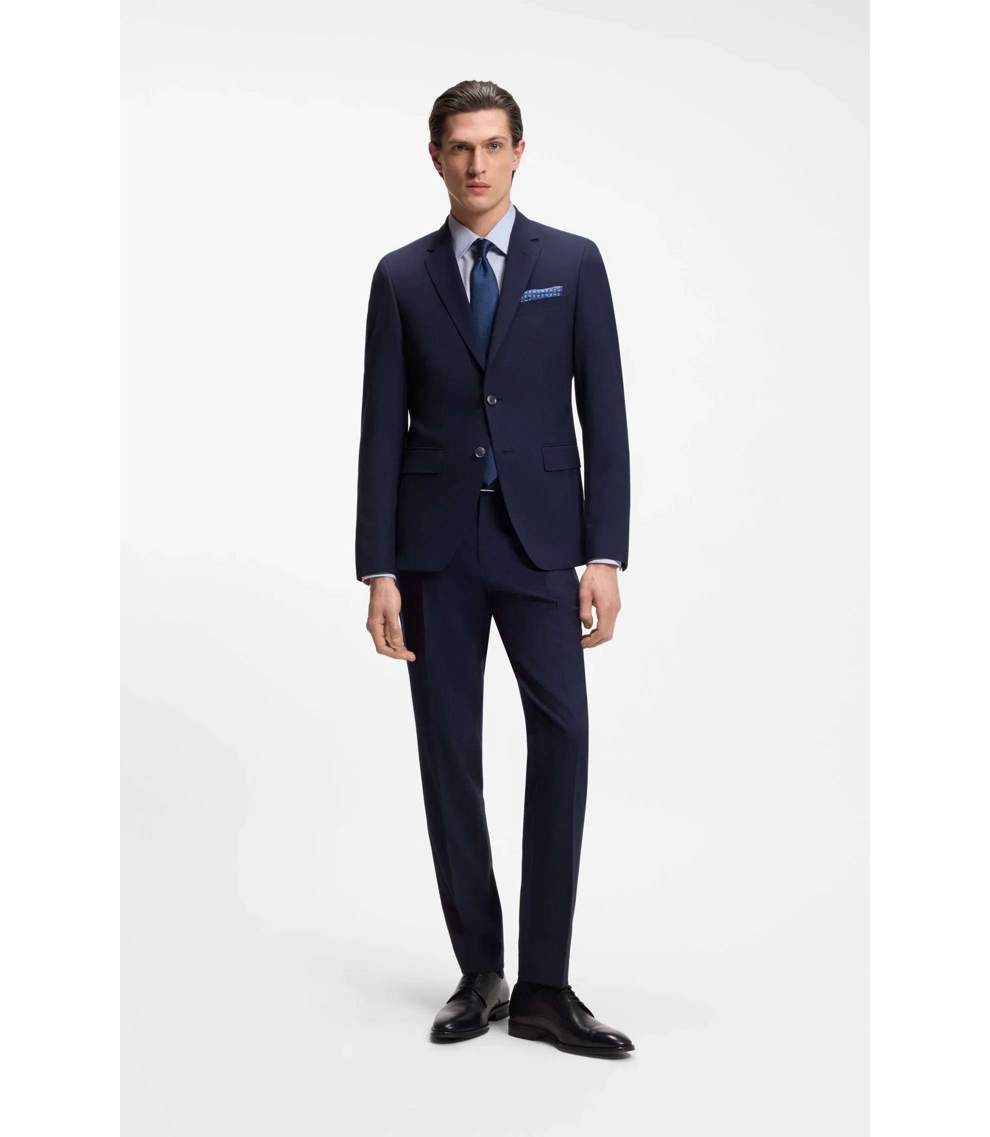 Boss Easy Iron Regular Fit Shirt In Stretch Cotton Dobby Light Blue