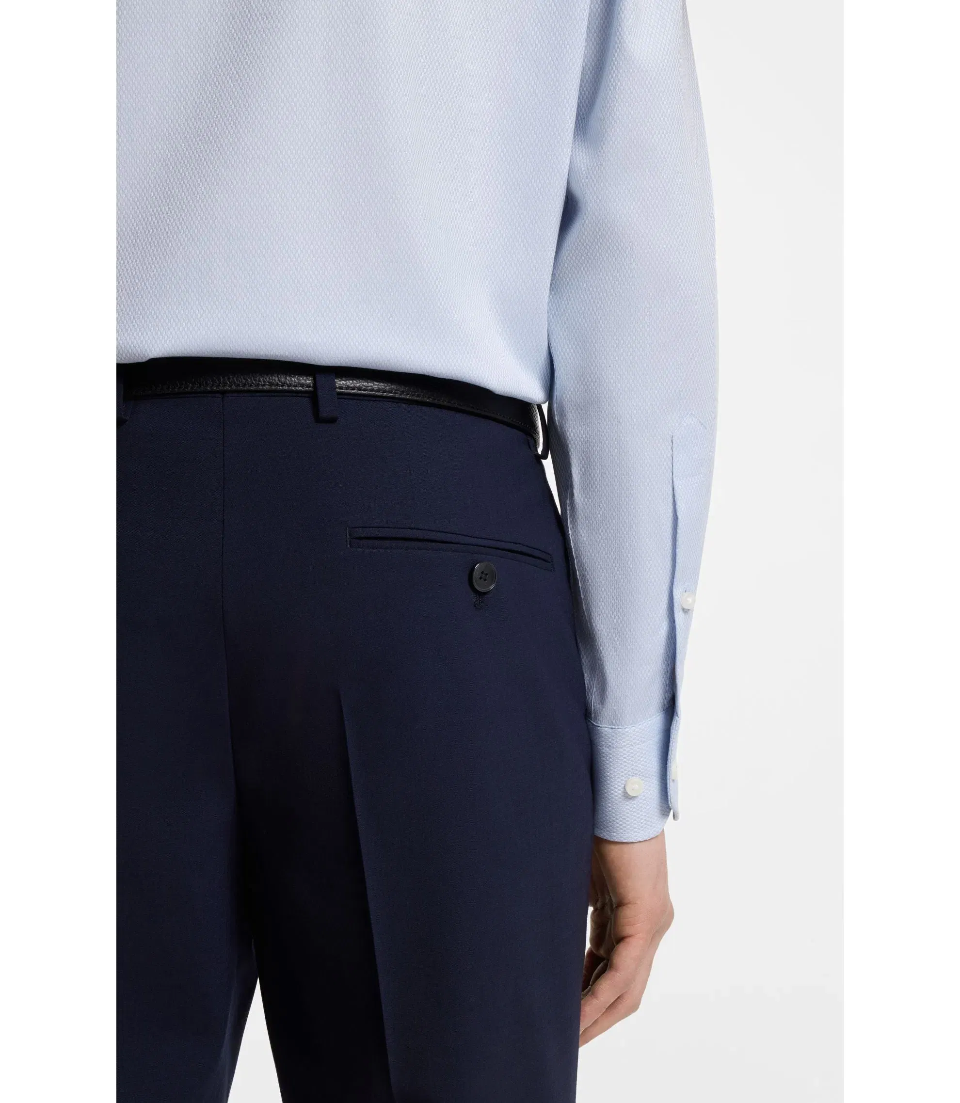Boss Easy Iron Regular Fit Shirt In Stretch Cotton Dobby Light Blue