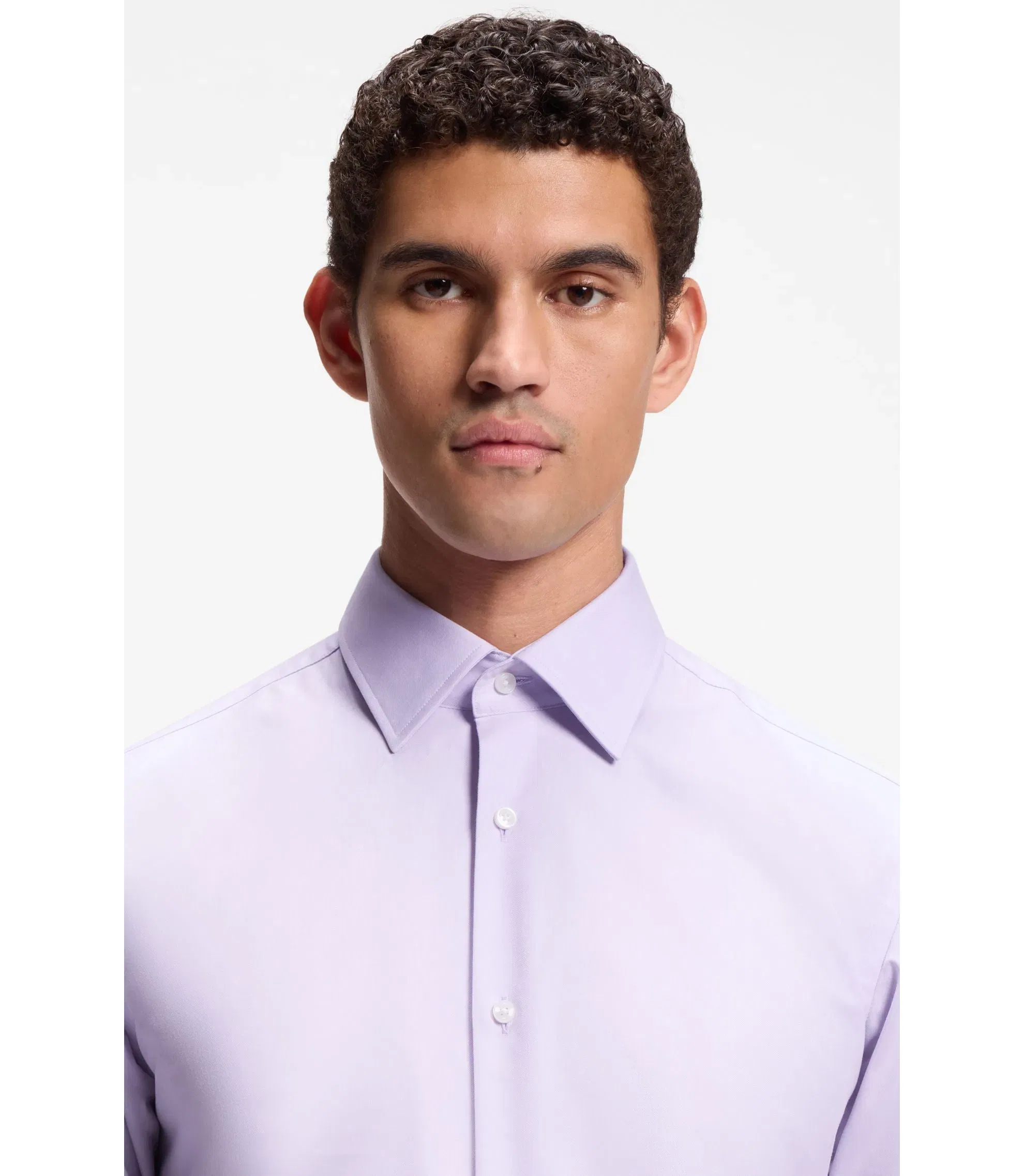 Boss Easy Iron Regular Fit Shirt In Stretch Cotton Light Purple
