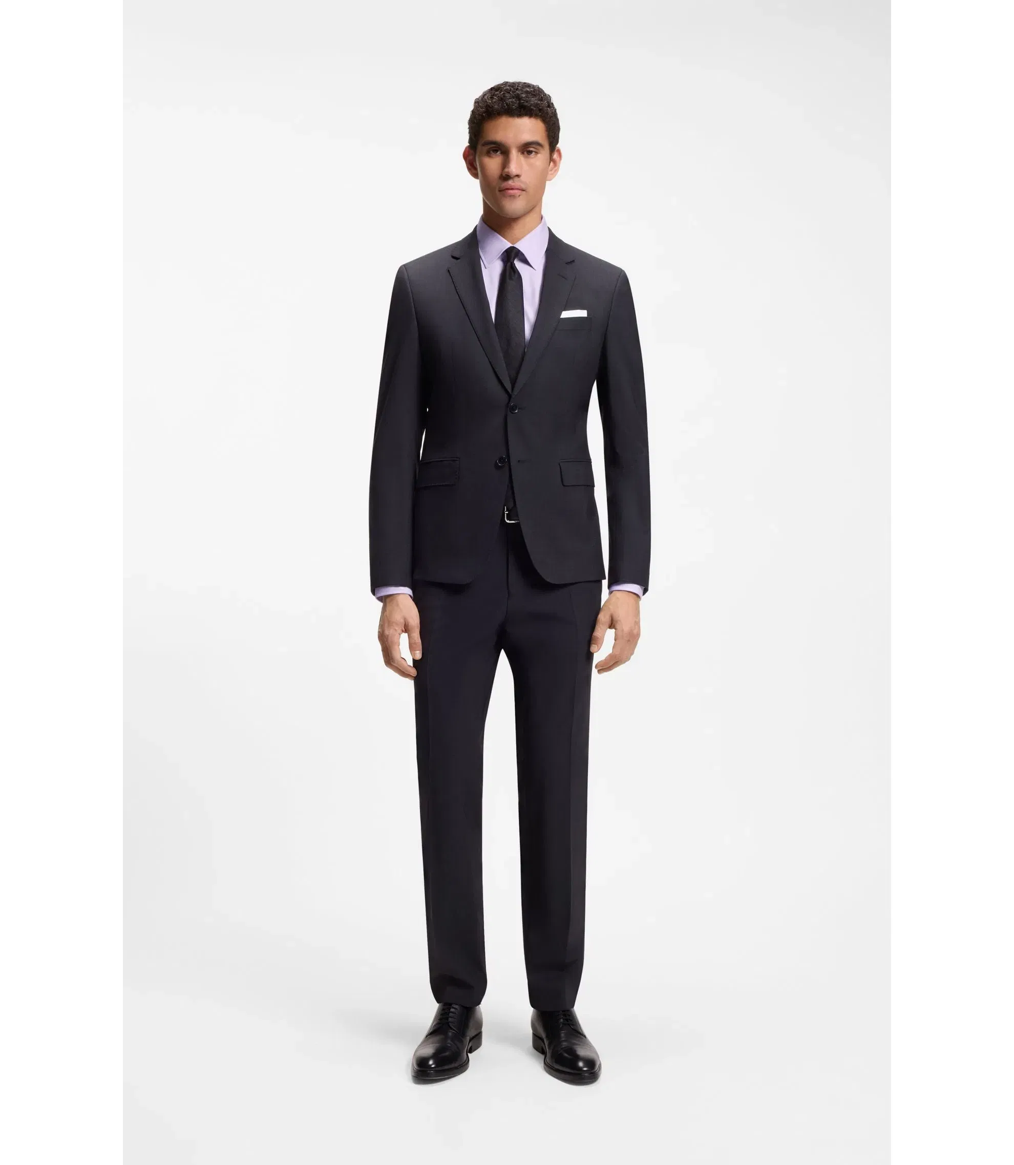 Boss Easy Iron Regular Fit Shirt In Stretch Cotton Light Purple