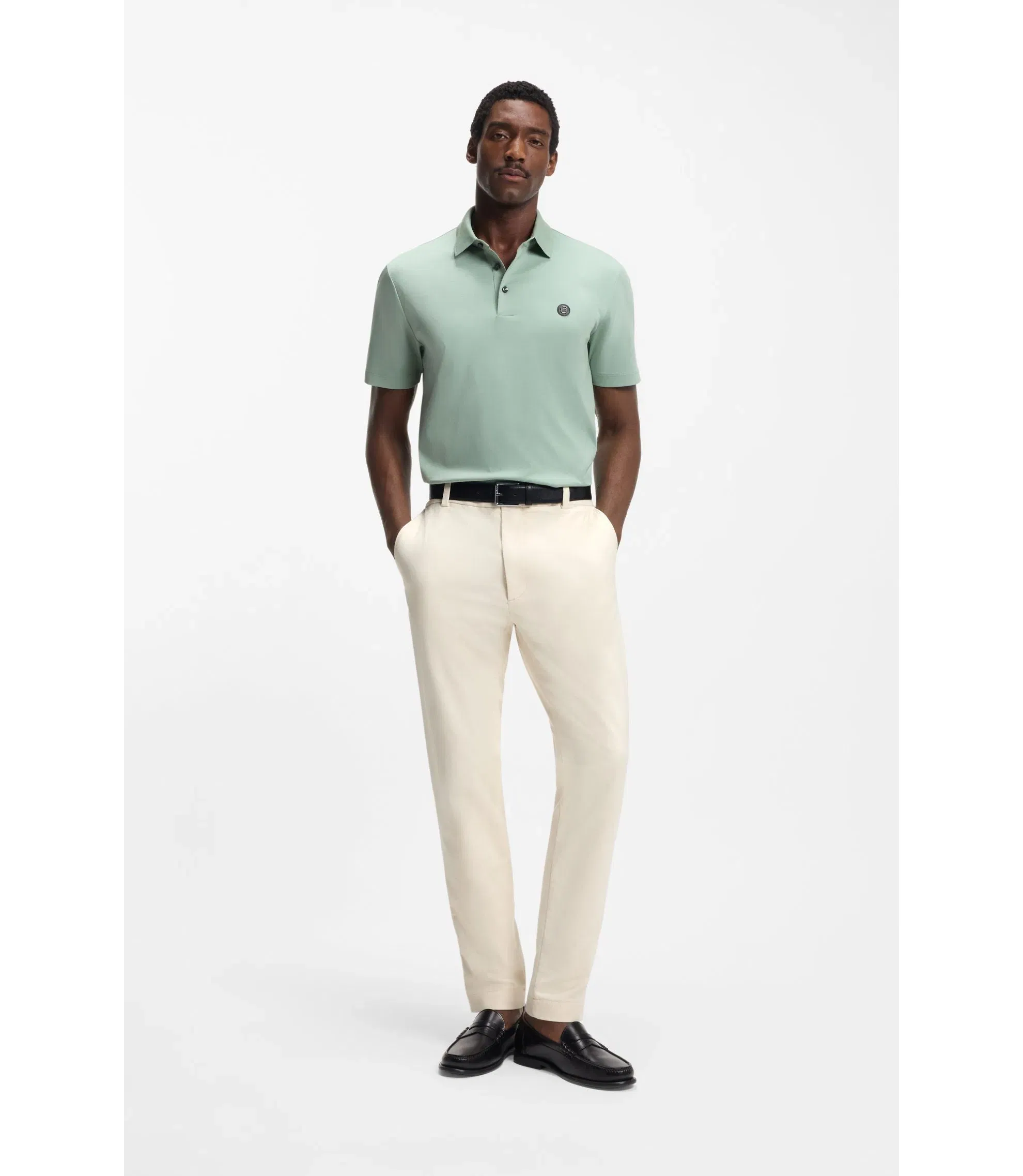 Boss Easy Iron Modern Fit Trousers In Cotton Blend Twill White