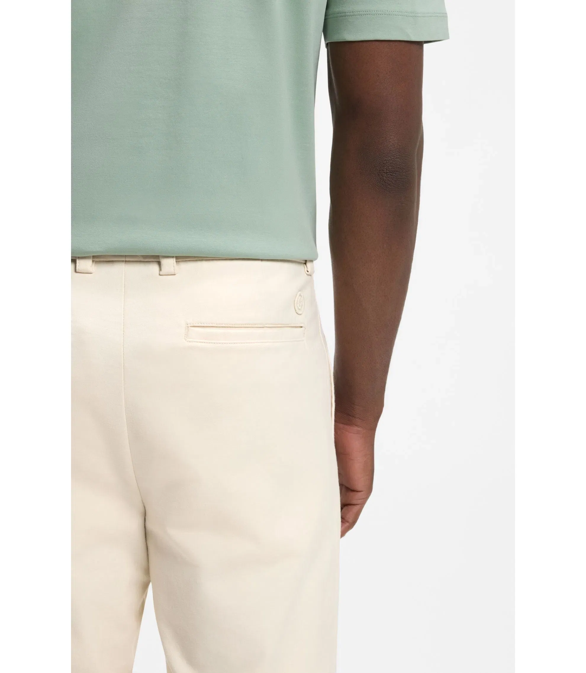 Boss Easy Iron Modern Fit Trousers In Cotton Blend Twill White