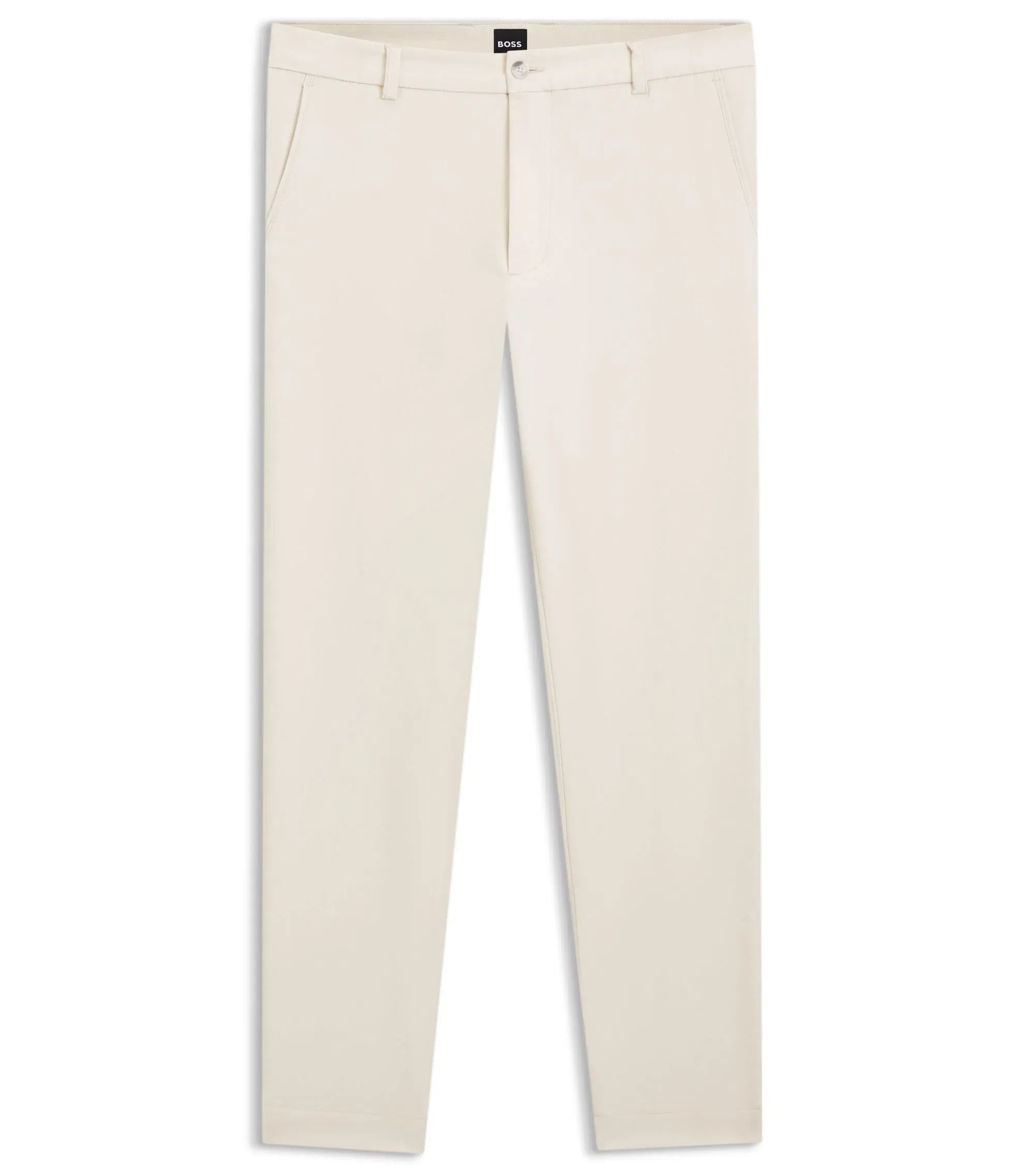 Boss Easy Iron Modern Fit Trousers In Cotton Blend Twill White