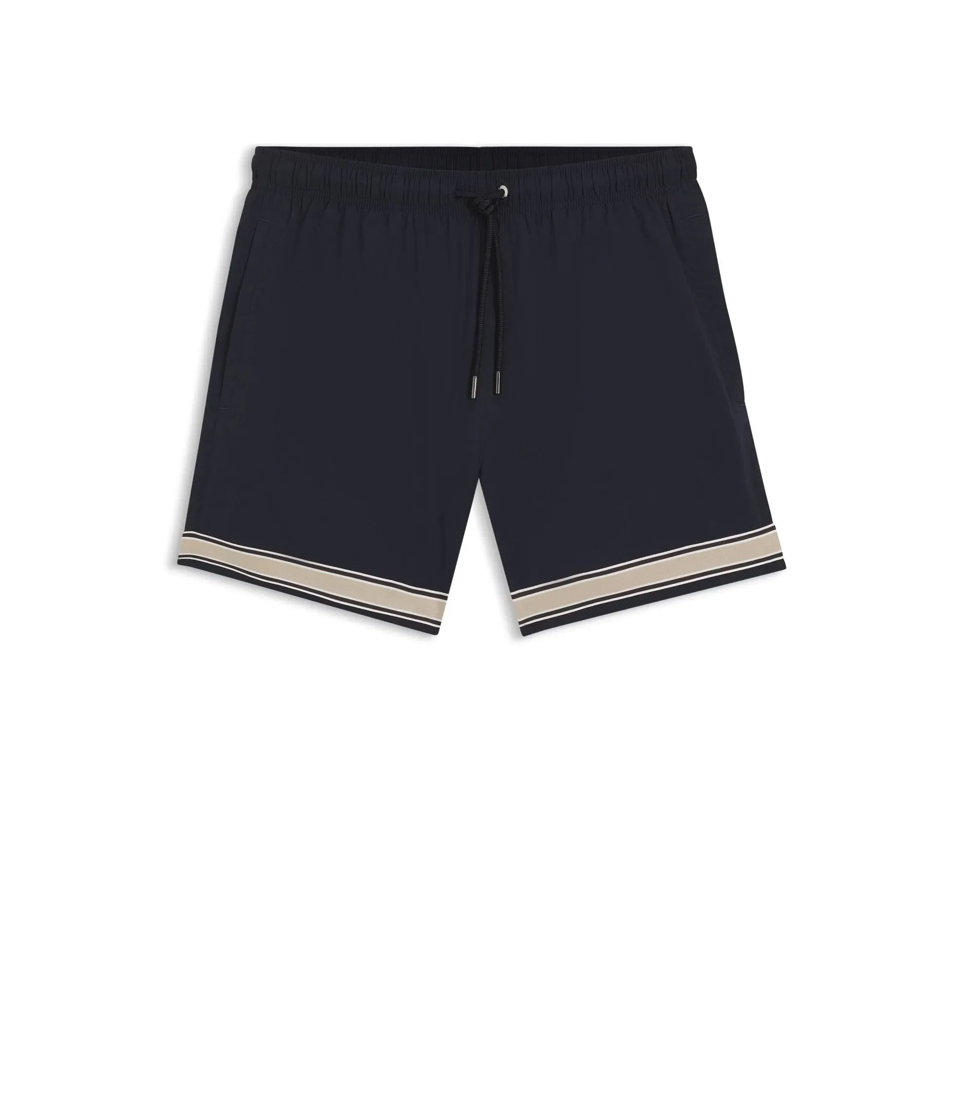 Boss Drawstring Swim Shorts In Stretch Fabric With Tape Trim Dark Blue