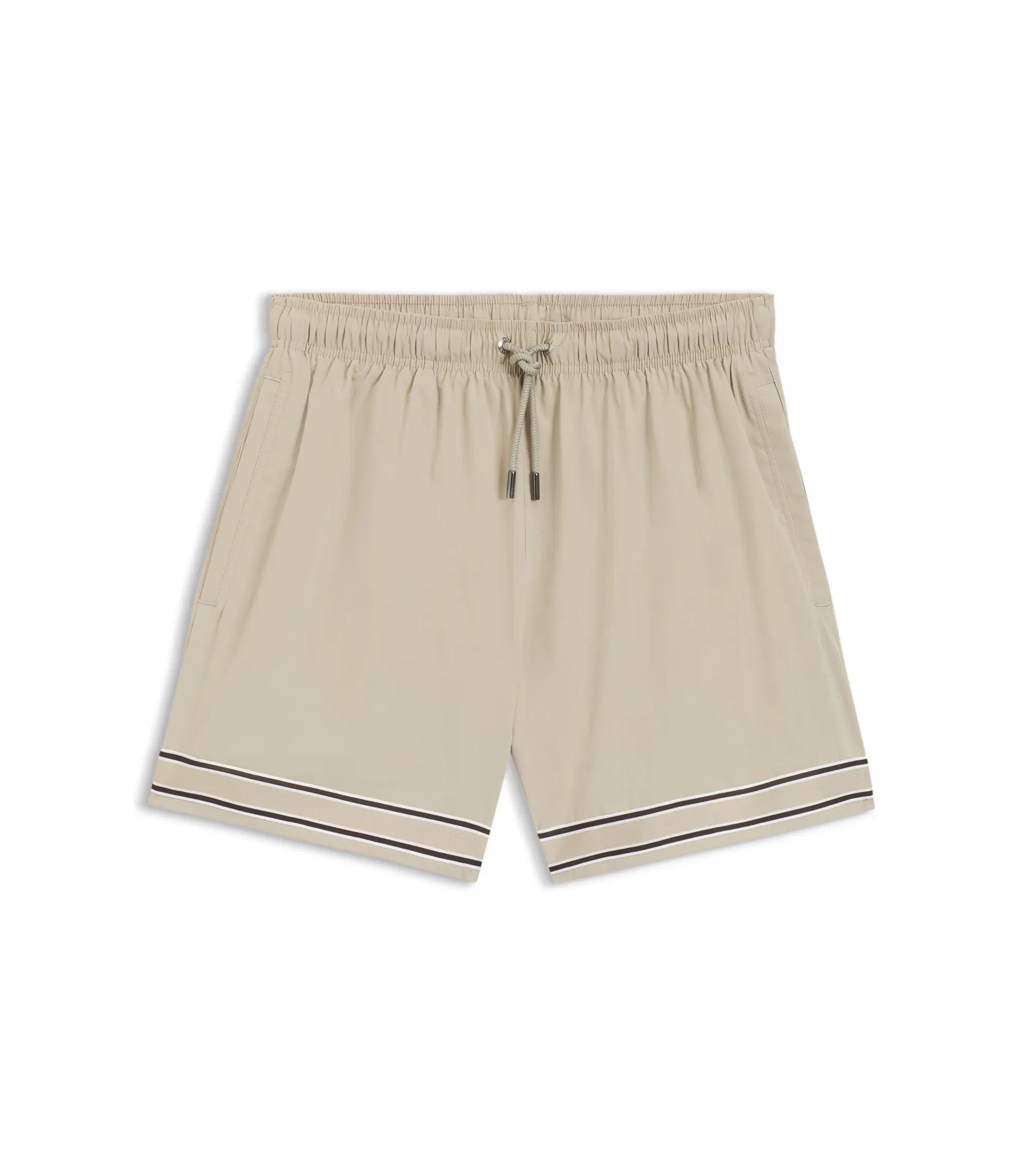 Boss Drawstring Swim Shorts In Stretch Fabric With Tape Trim Light Beige