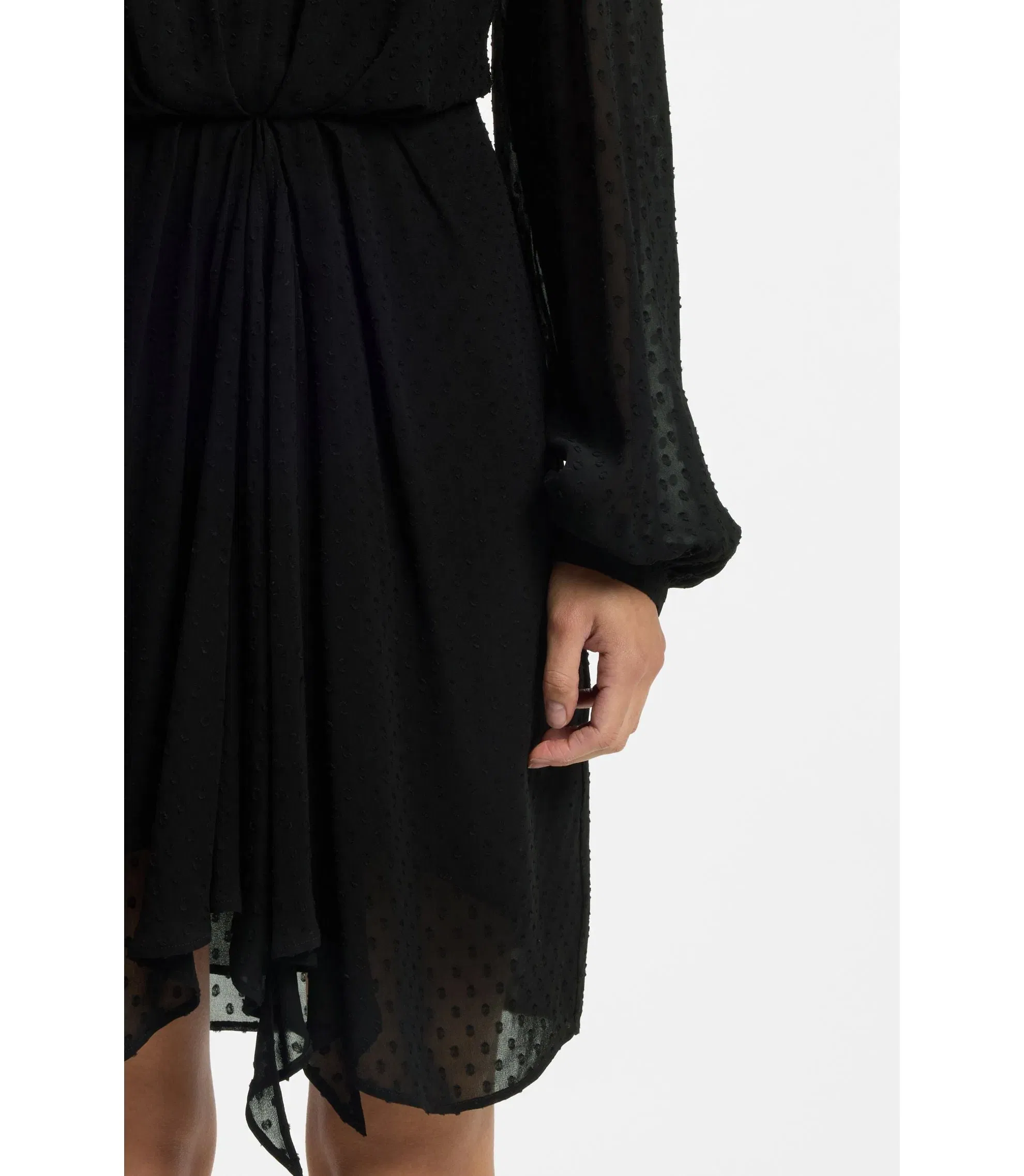 Boss Drape Detail Dress With Polka Dots Black Women's