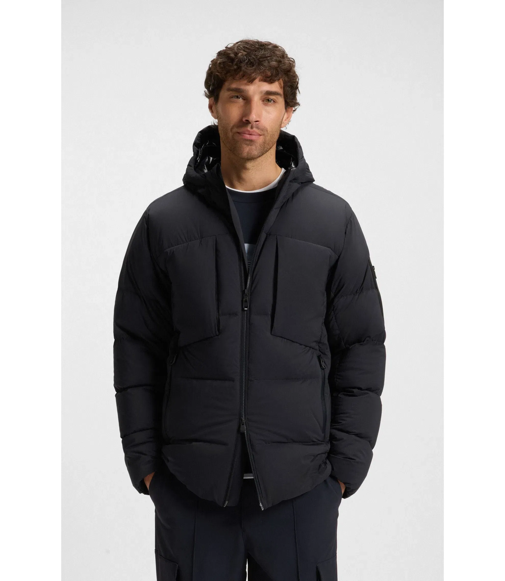 Boss Down Filled Parka Jacket With Water Repellent Finish Dark Blue
