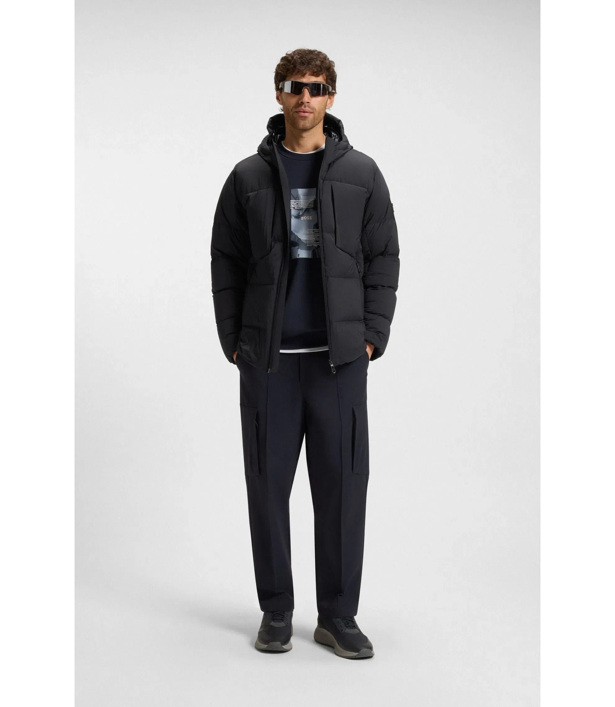 Boss Down Filled Parka Jacket With Water Repellent Finish Dark Blue