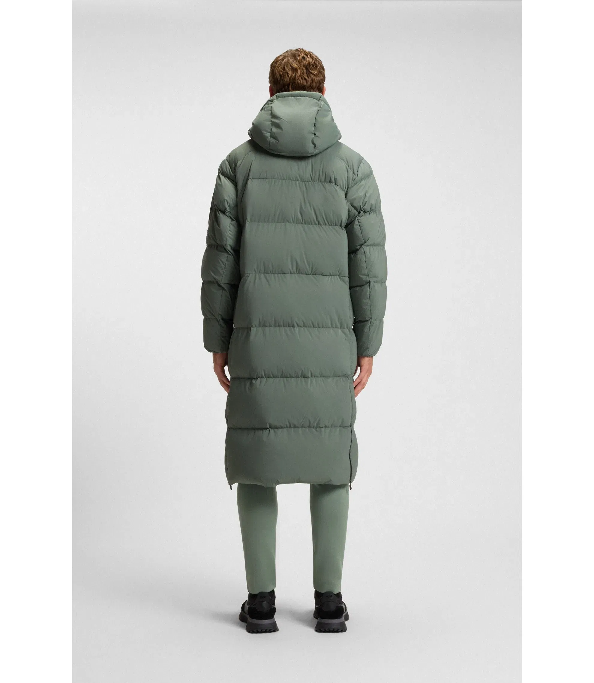 Boss Down Filled Long Jacket With Water Repellent Finish Light Green