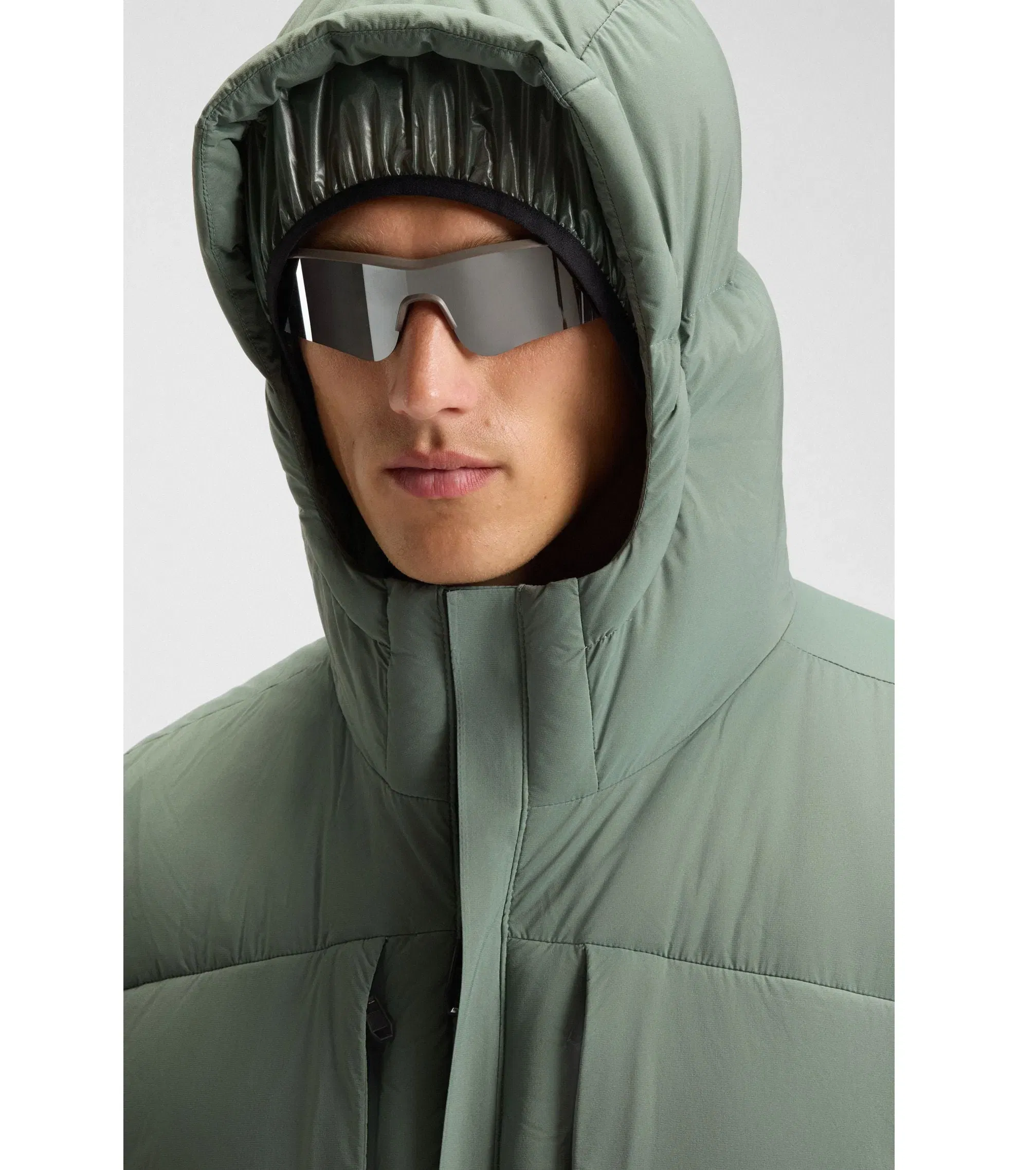 Boss Down Filled Long Jacket With Water Repellent Finish Light Green