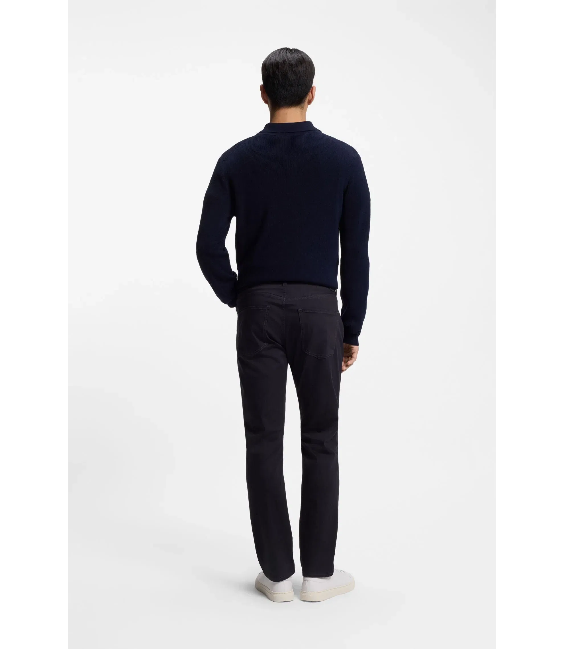 Boss Delaware Slim Fit Trousers In Fade Resistant Twill Dark Blue