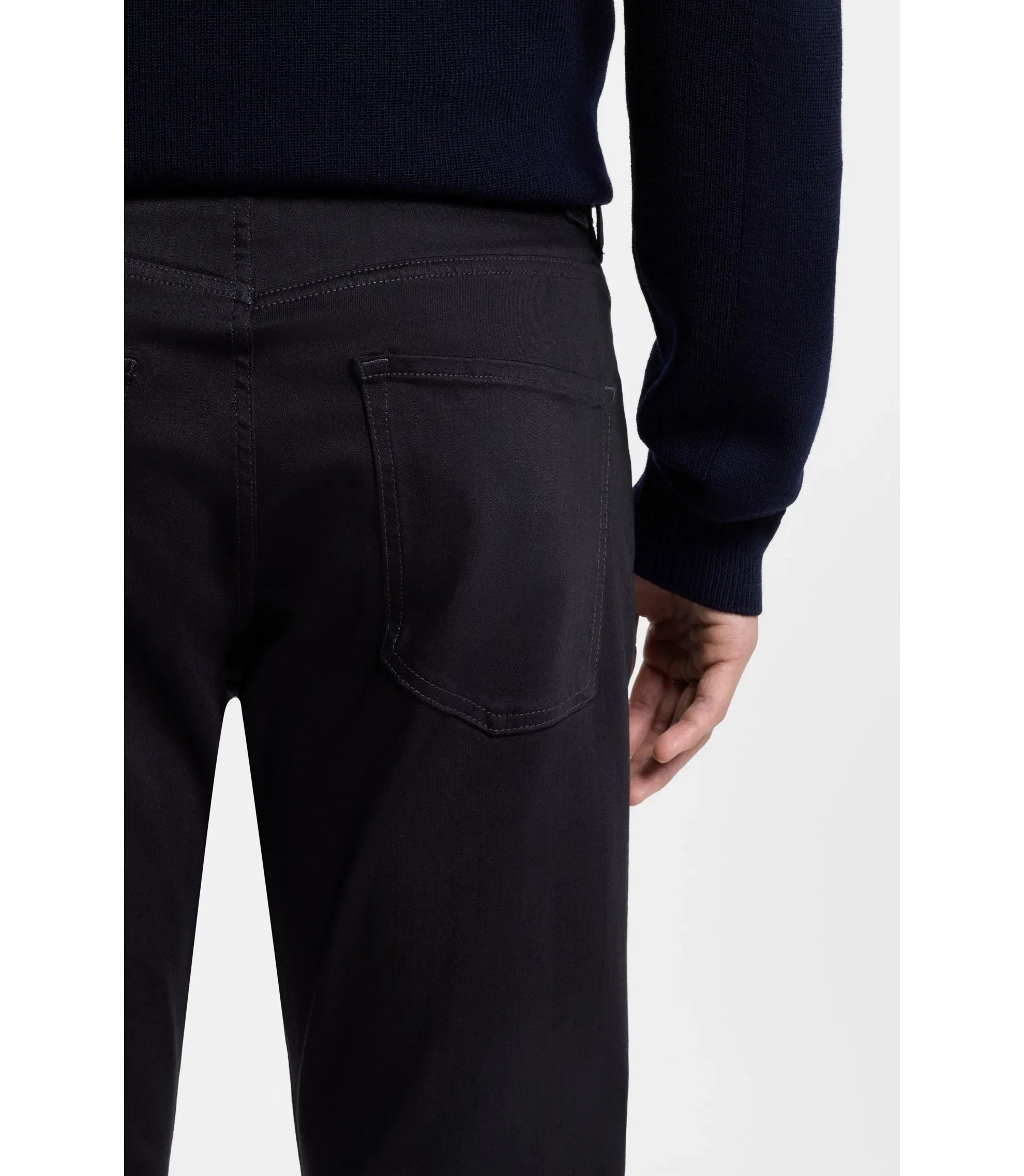 Boss Delaware Slim Fit Trousers In Fade Resistant Twill Dark Blue