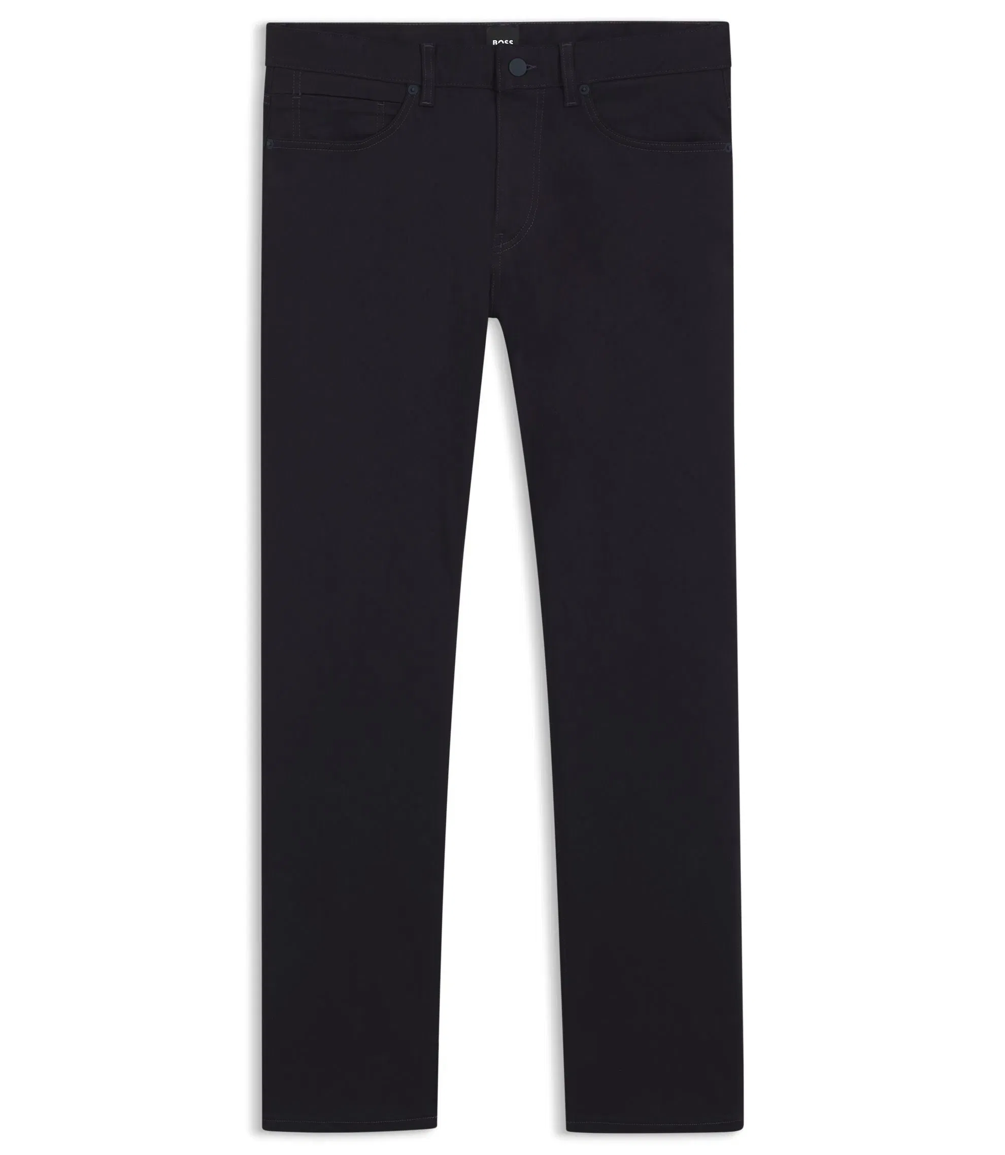 Boss Delaware Slim Fit Trousers In Fade Resistant Twill Dark Blue