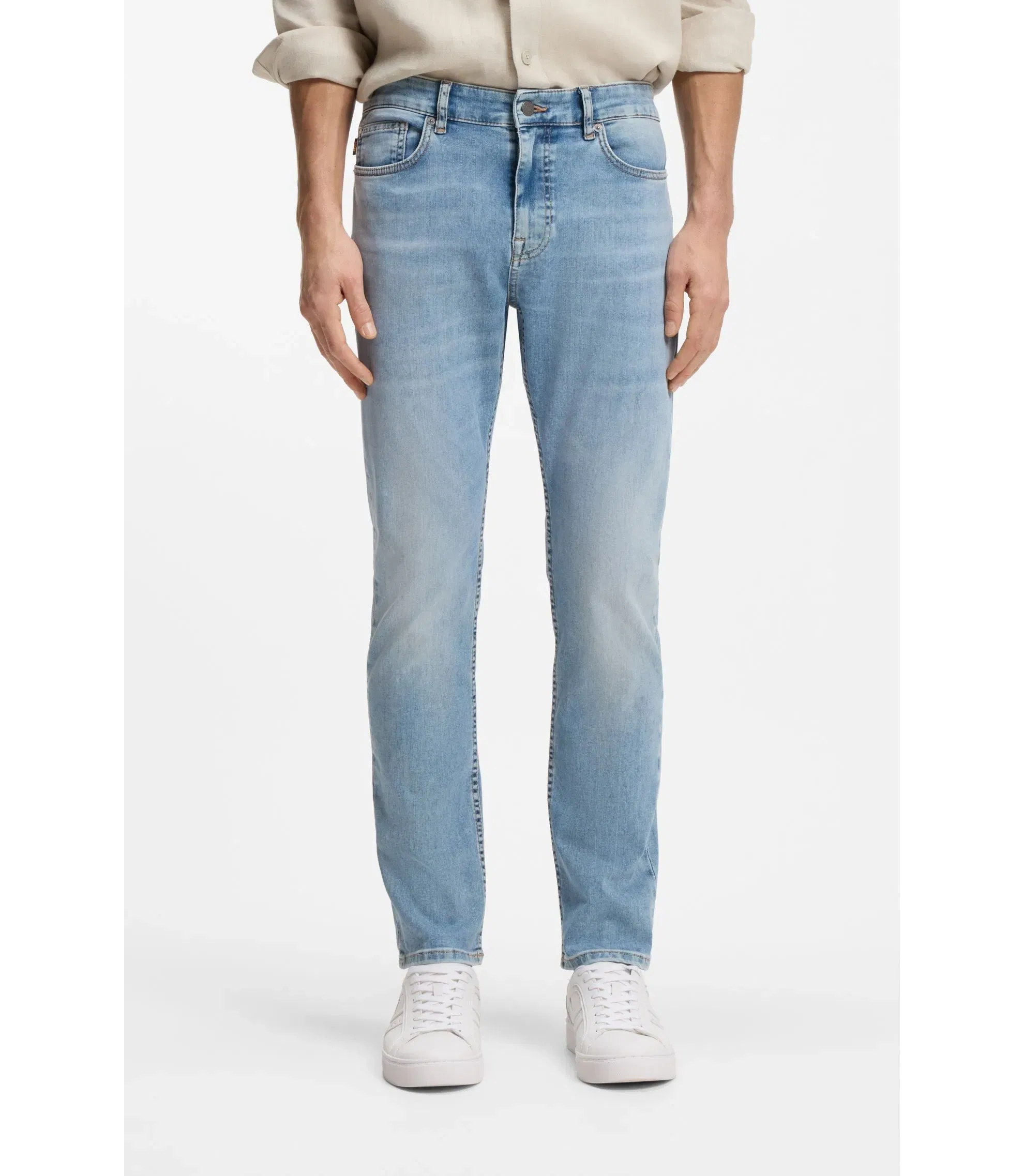 Boss Delaware Slim Fit Jeans In Blue Soft Motion Denim Turquoise