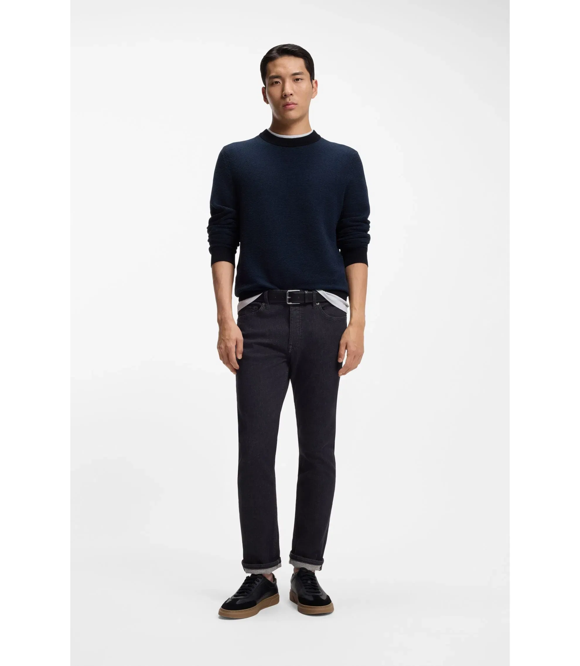 Boss Delaware Dark Blue Slim Fit Jeans In Soft Motion Denim Dark Blue