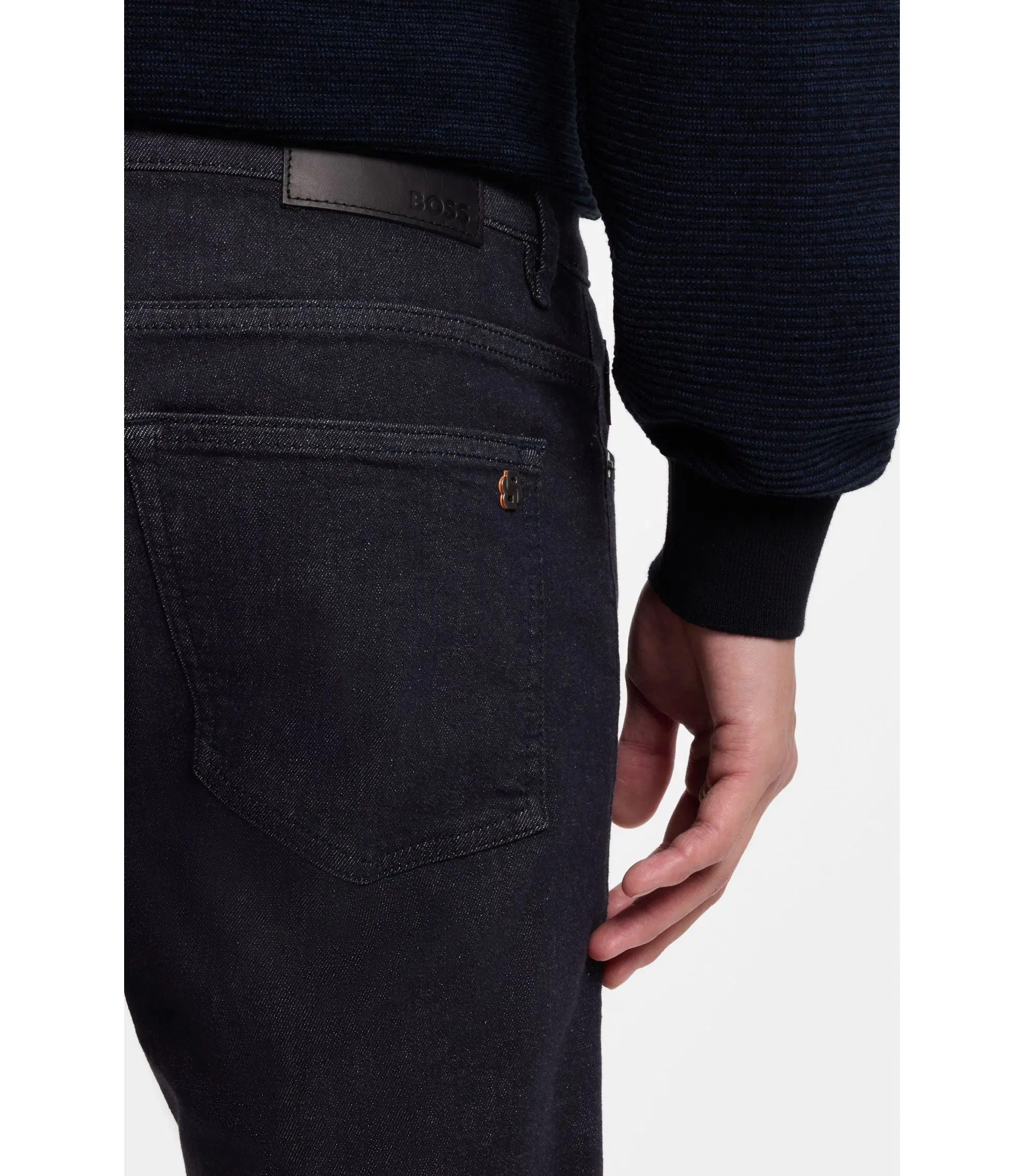 Boss Delaware Dark Blue Slim Fit Jeans In Soft Motion Denim Dark Blue