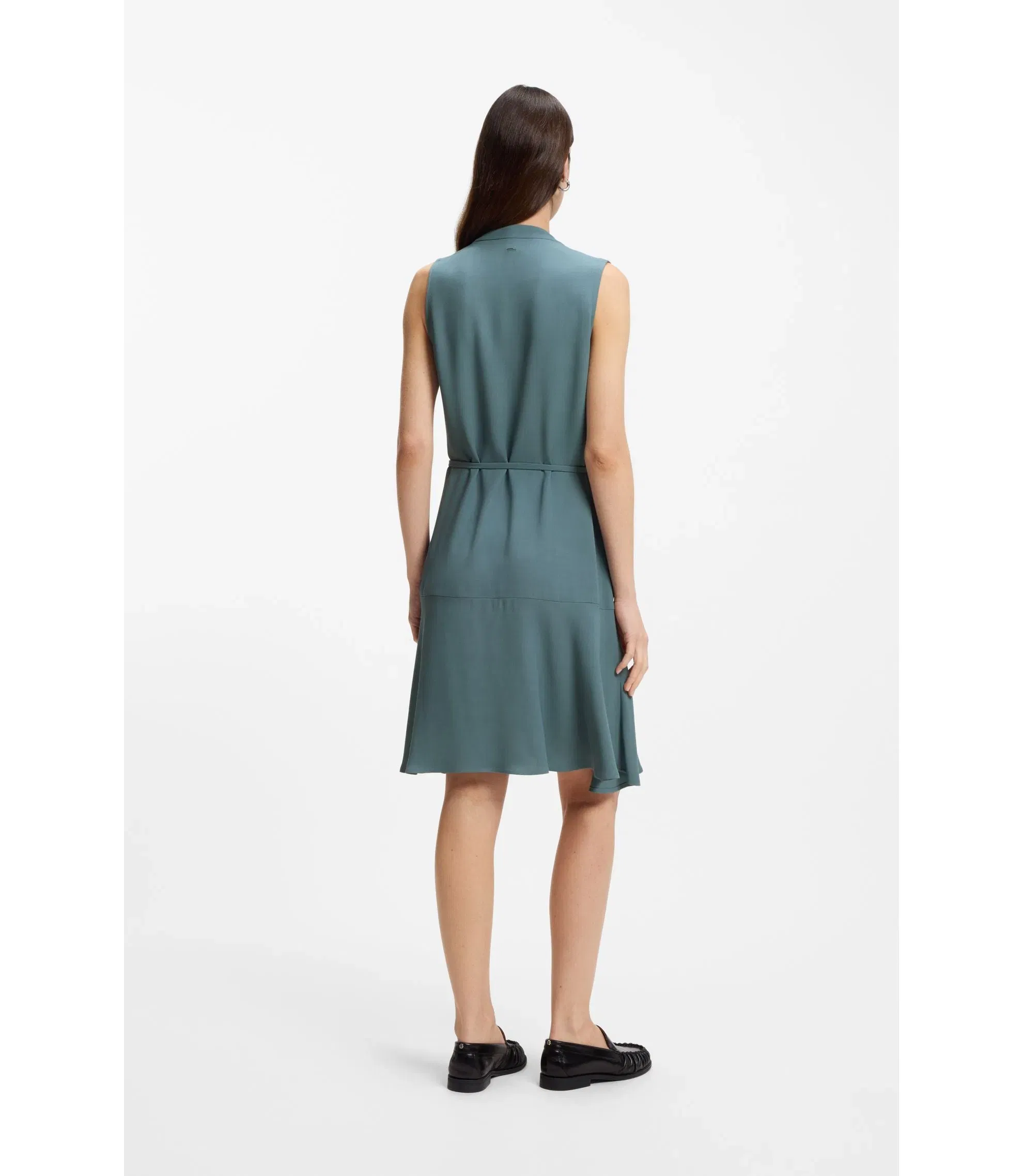 Boss Crepe Wrap Dress With Belt Blue Women's